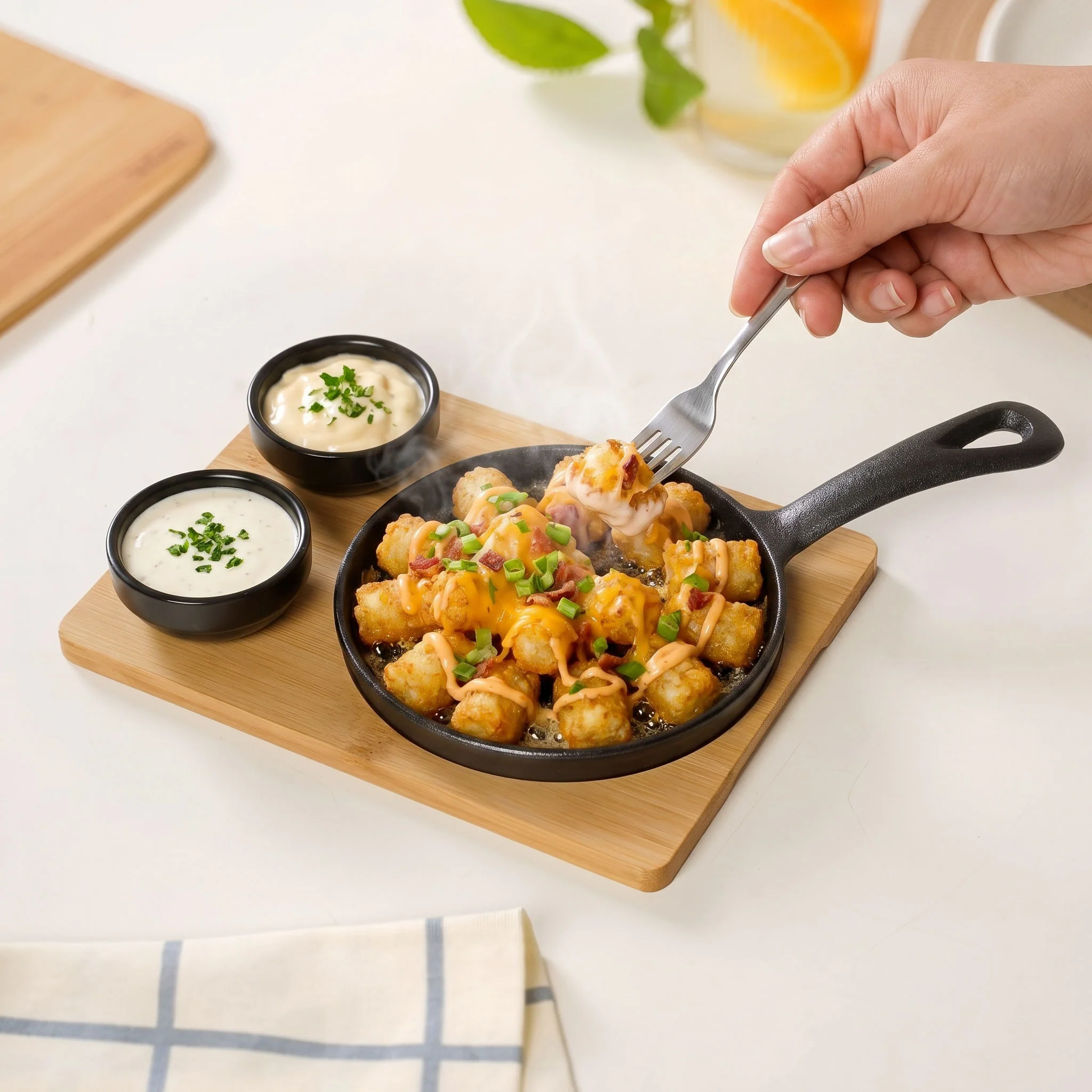 Matte Black Sizzler Pan Dip Bowl Tray Set Of 4 - Image 2
