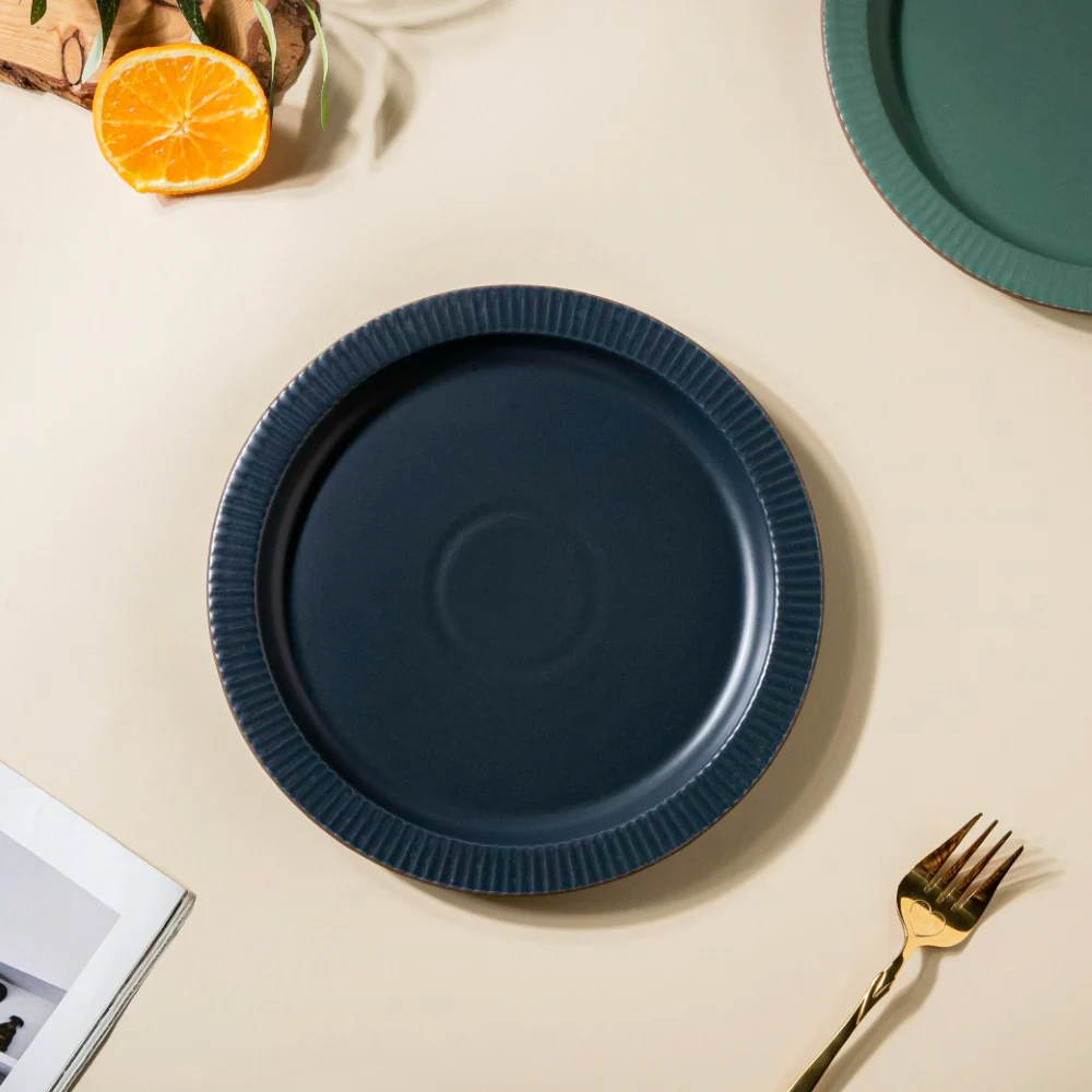 Matte Modern Ceramic Snack Plate Blue 8.5 Inch - Image 5