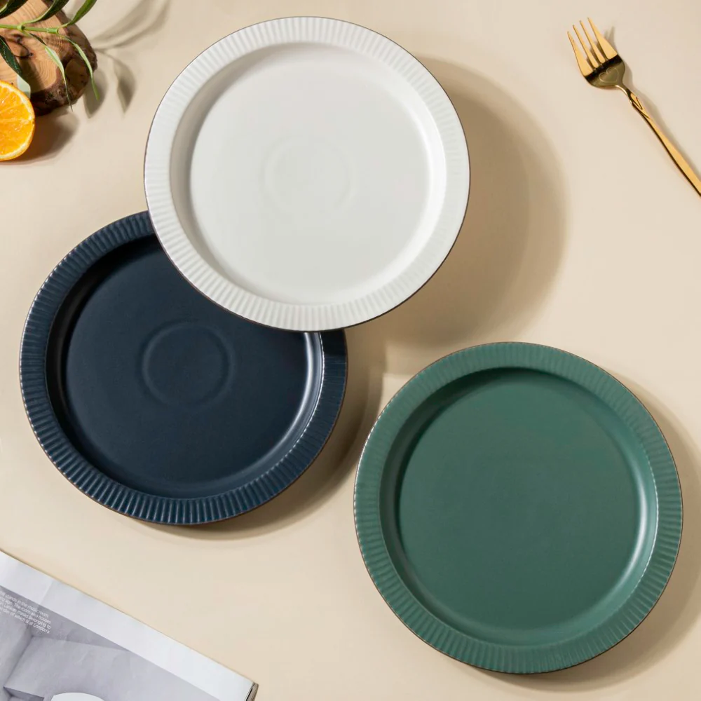 Matte Modern Ceramic Snack Plate Blue 8.5 Inch - Image 6