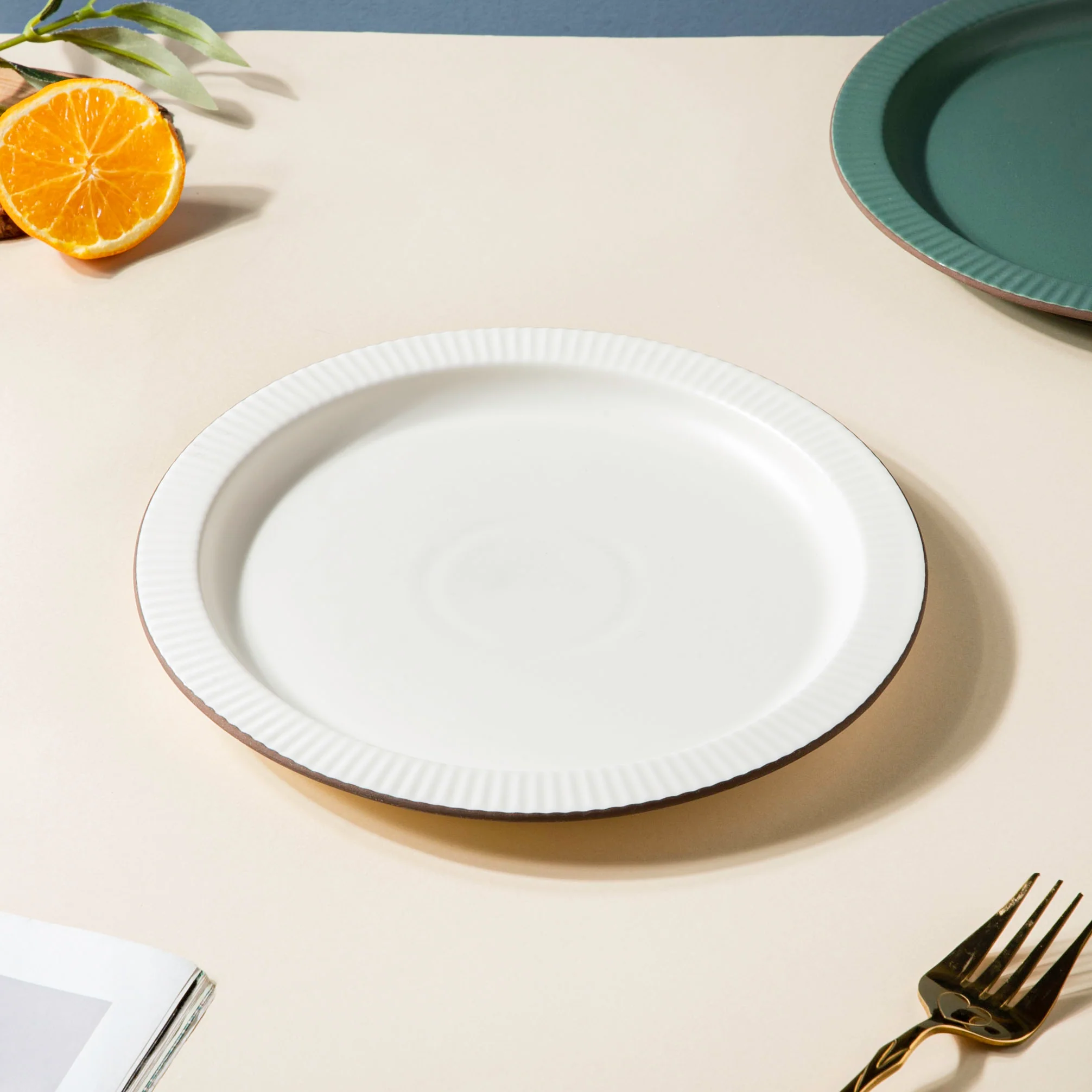 Matte Modern Ceramic Snack Plate White 8.5 Inch - Image 3