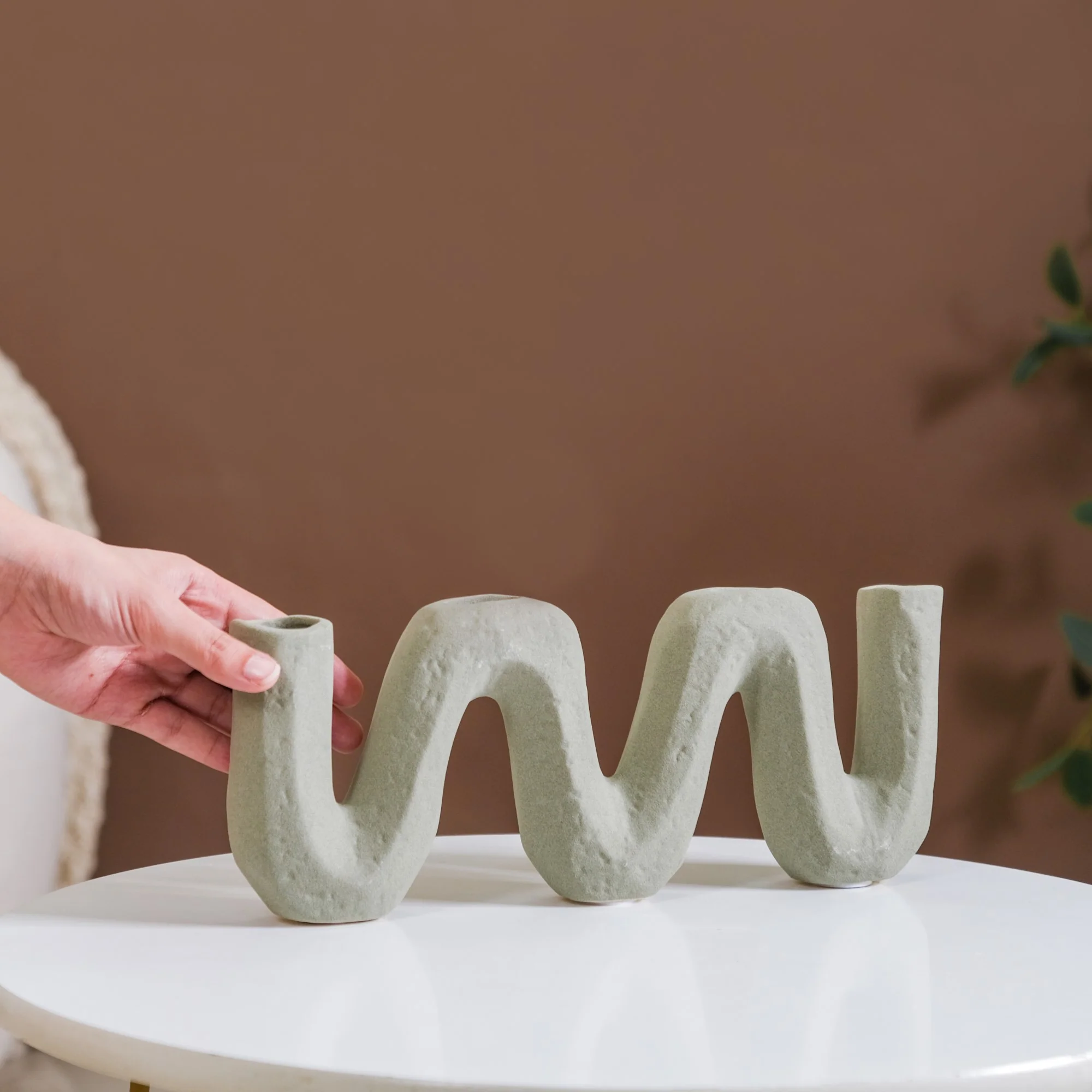 Matte Organic Chevron Vase - Image 3