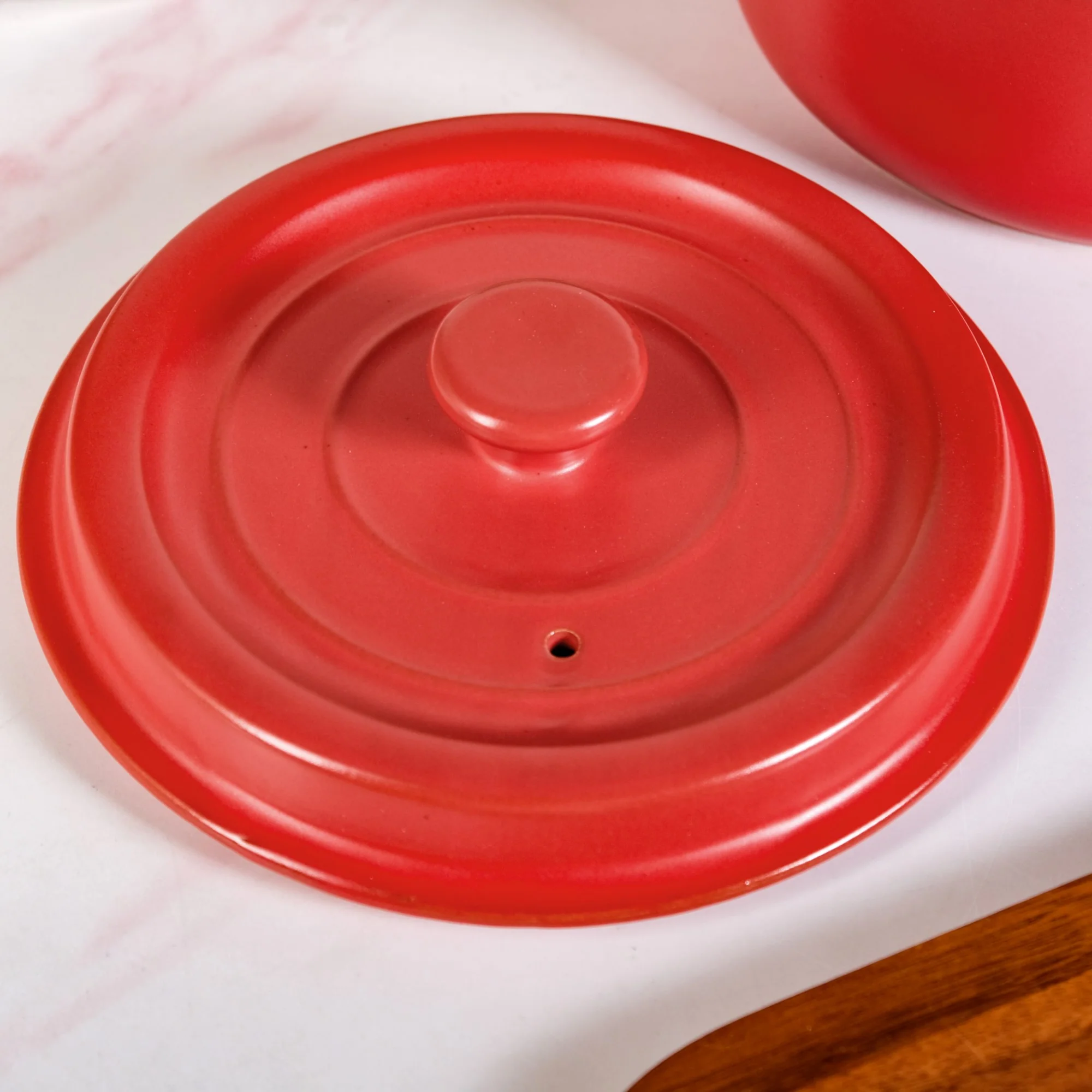 Matte Red Ceramic Cocotte Cooking Pot 4200ml - Image 5