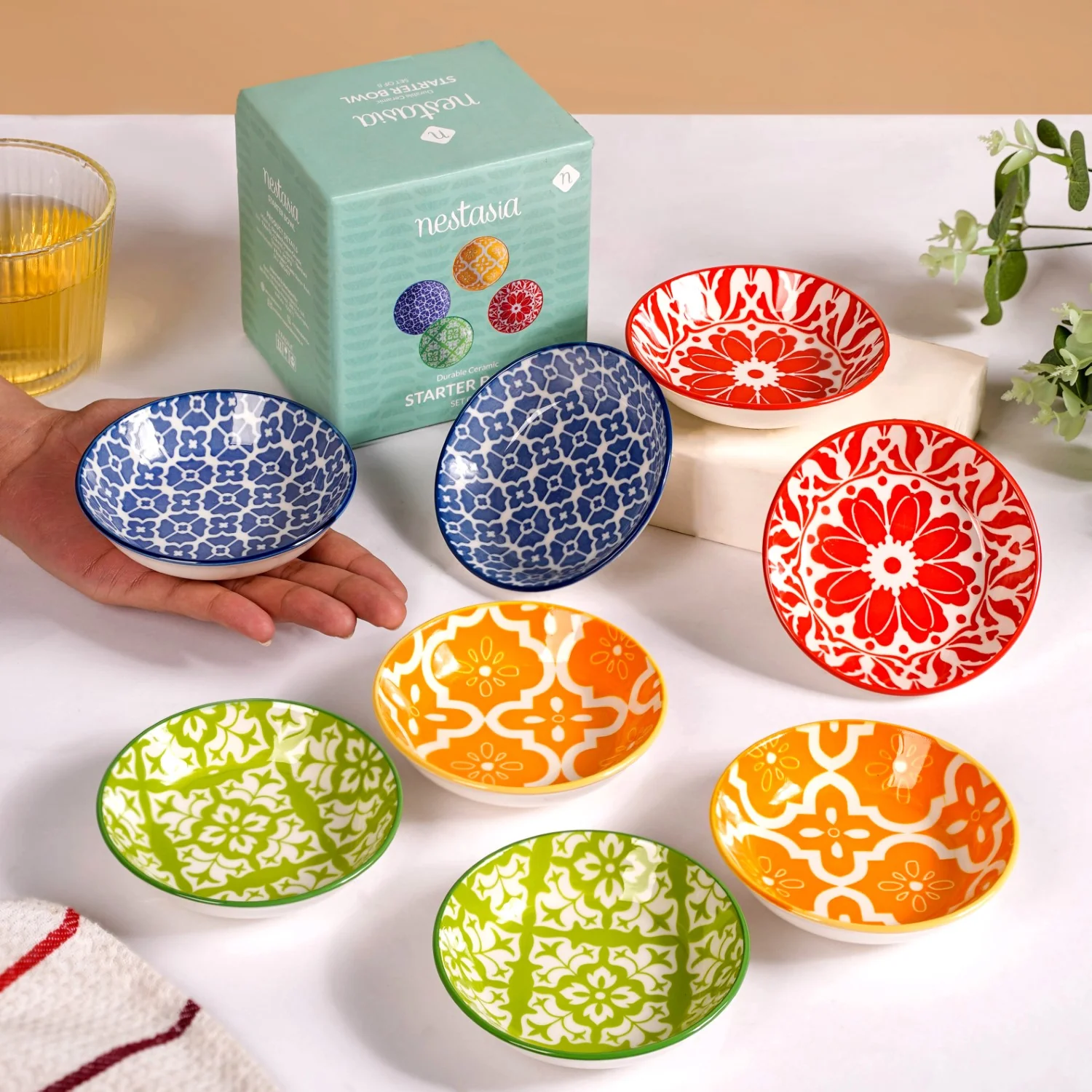 Mediterranean Vibrancy Small Ceramic Bowls Set Of 8 70ml - Image 3