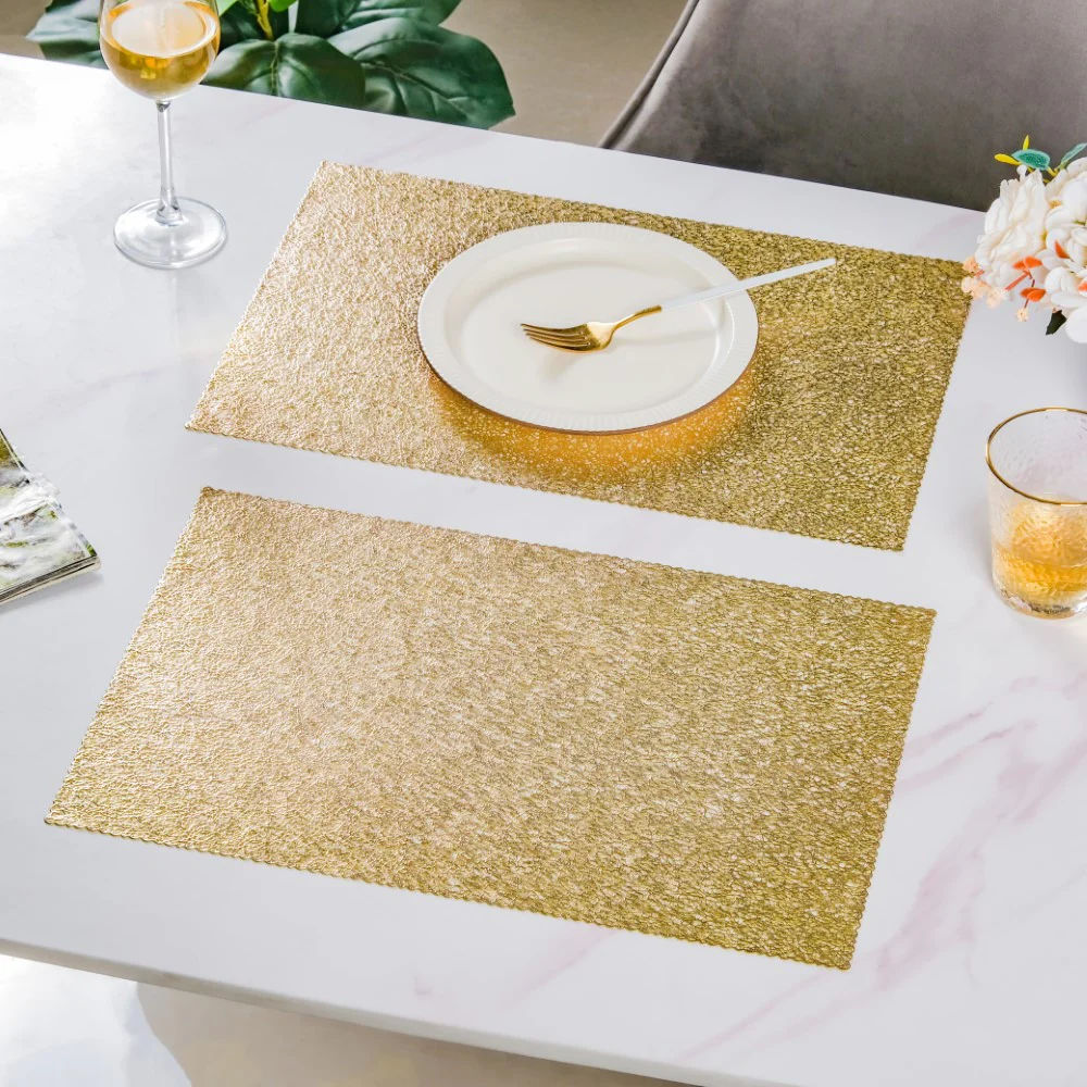 Mesh Table Mat Gold Set Of 6 17x11 Inch - Image 4