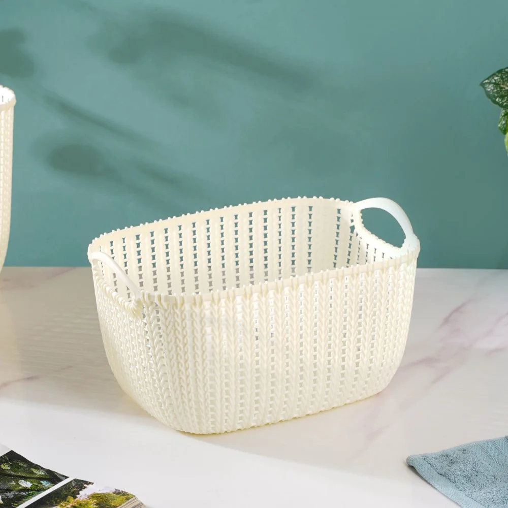 Mesh Water Proof Storage Basket Beige Set Of 3 - Image 10
