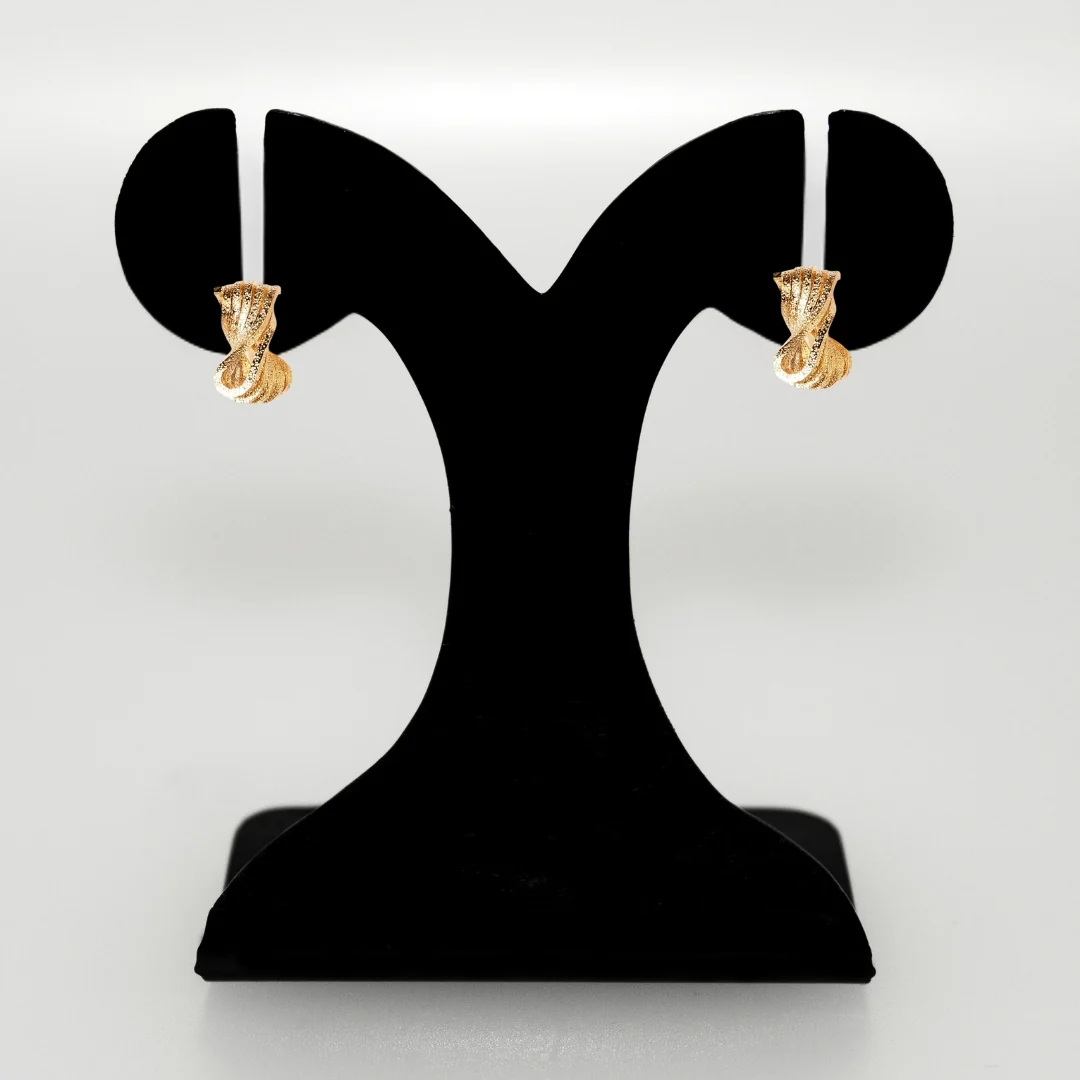 Metal Hourglass Stud Earrings Gold - Image 6