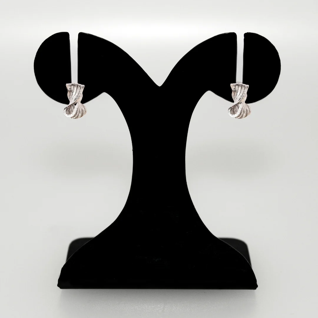 Metal Hourglass Stud Earrings Silver - Image 6