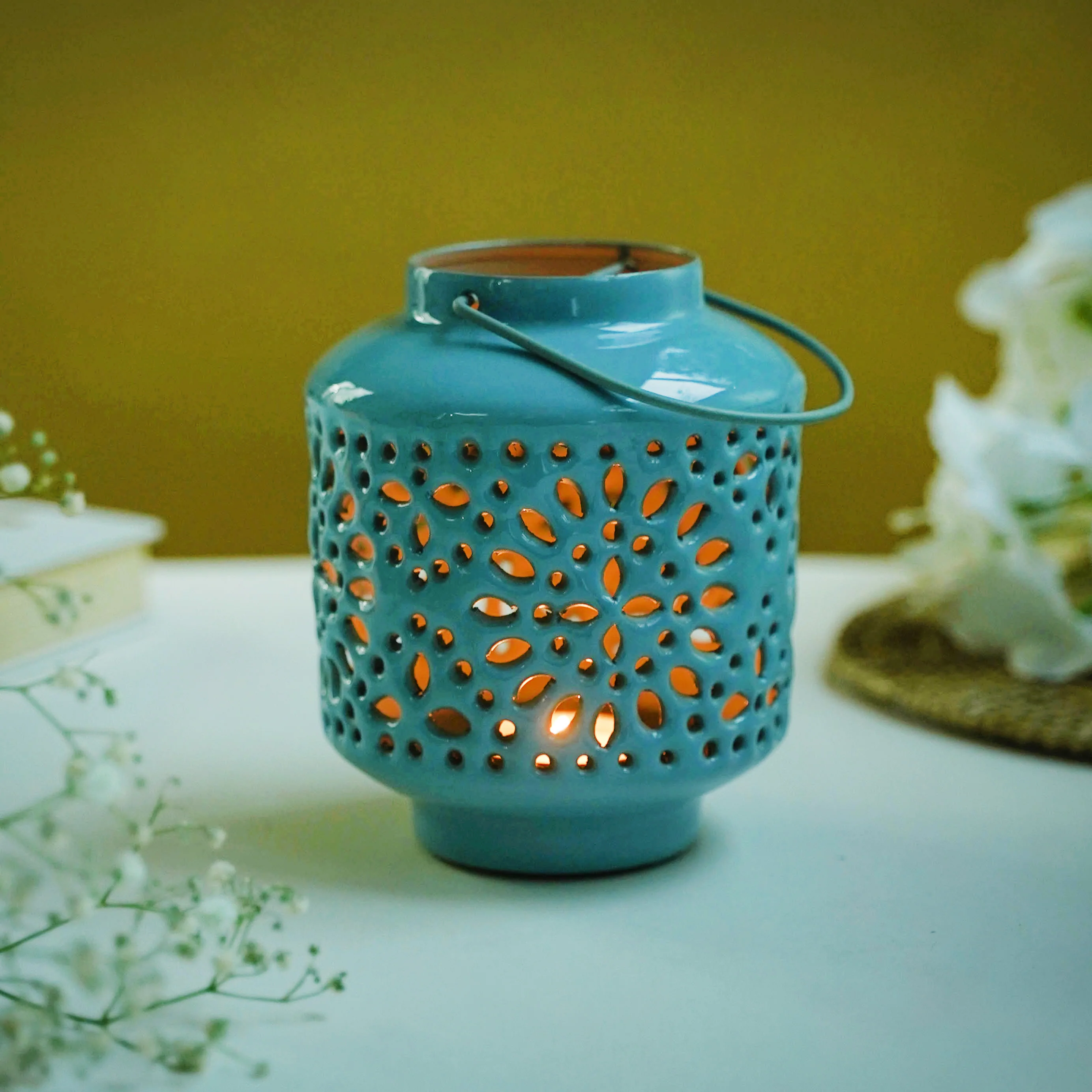 Metal Lantern Blue - Image 2