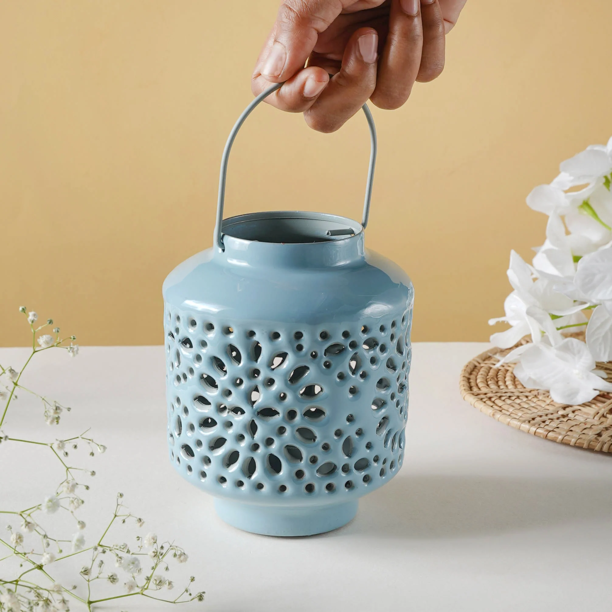 Metal Lantern Blue - Image 5