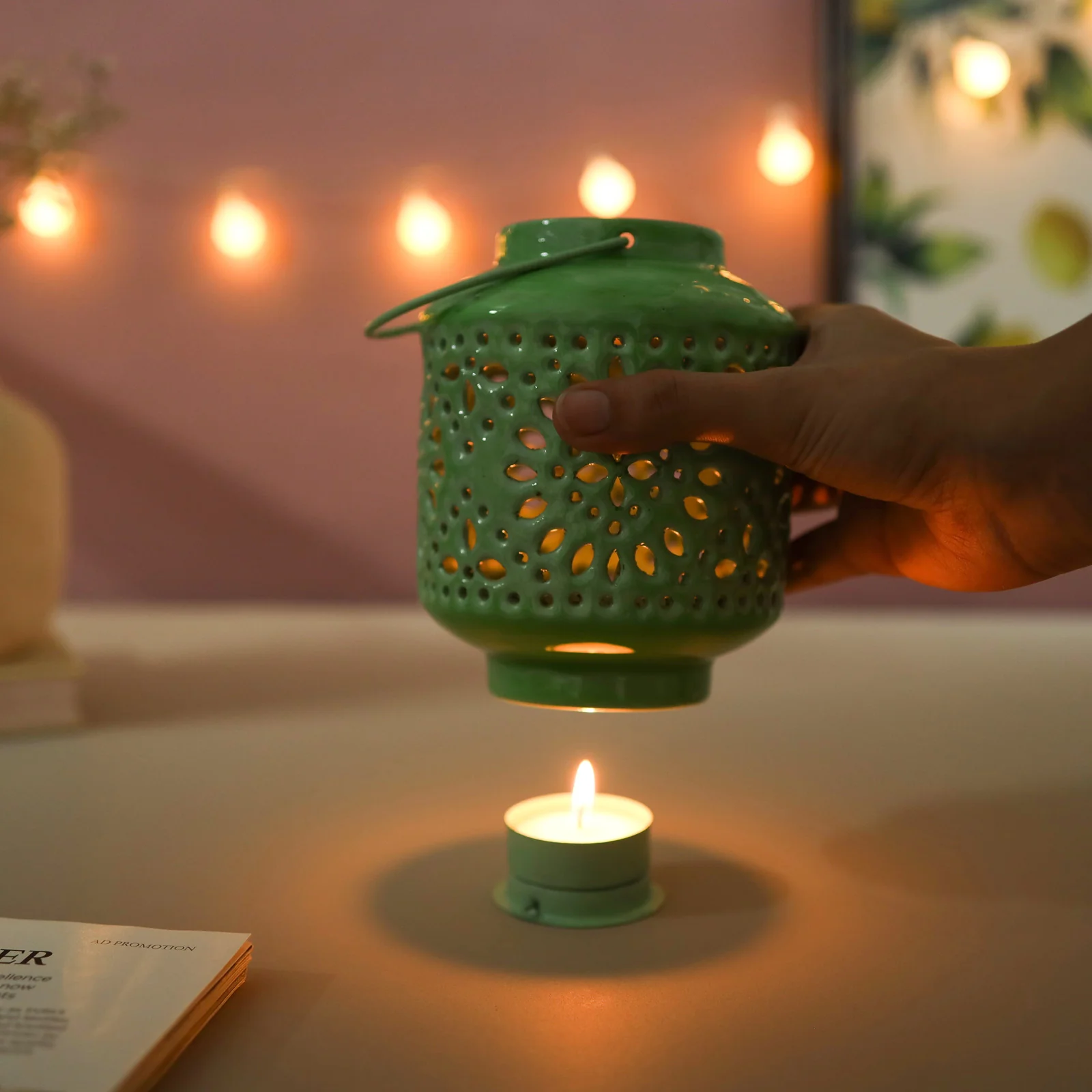 Metal Lantern Green - Image 4