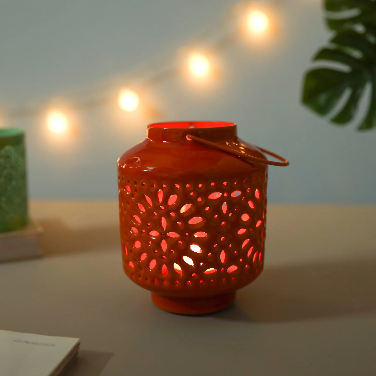 Metal Lantern Orange - Image 2