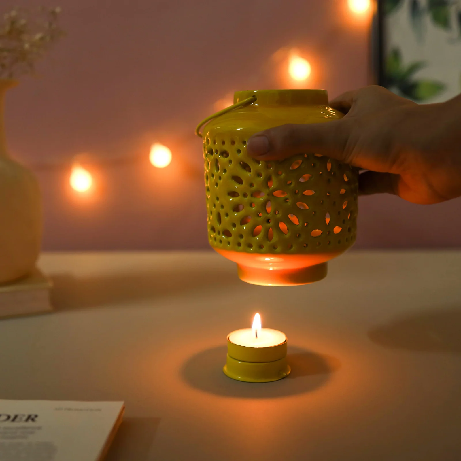 Metal Lantern Yellow - Image 2