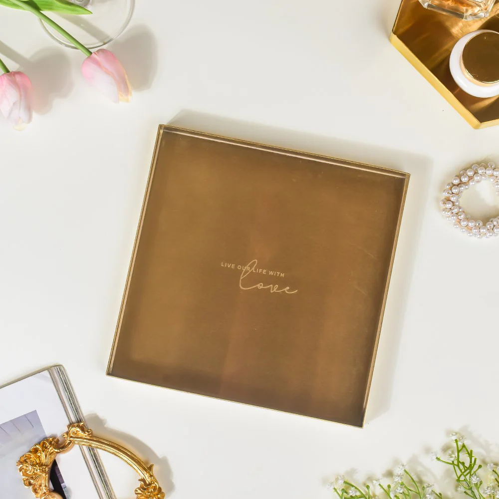 Metal Square Vanity Tray Golden 8 Inch - Image 5