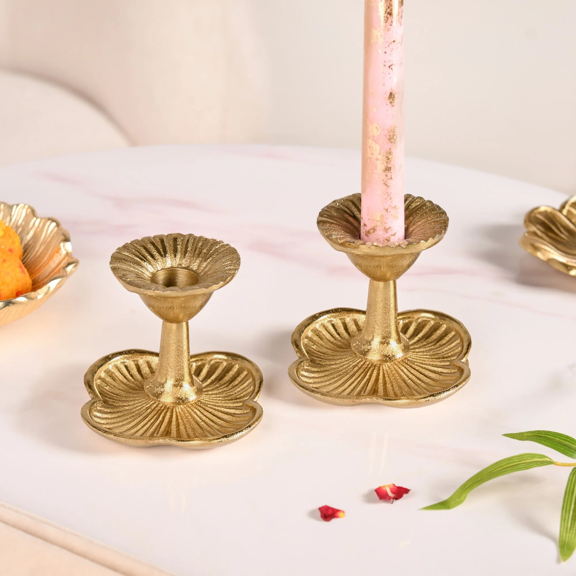 Metal Taper Candle Holder Set Of 2 Gold - Image 9