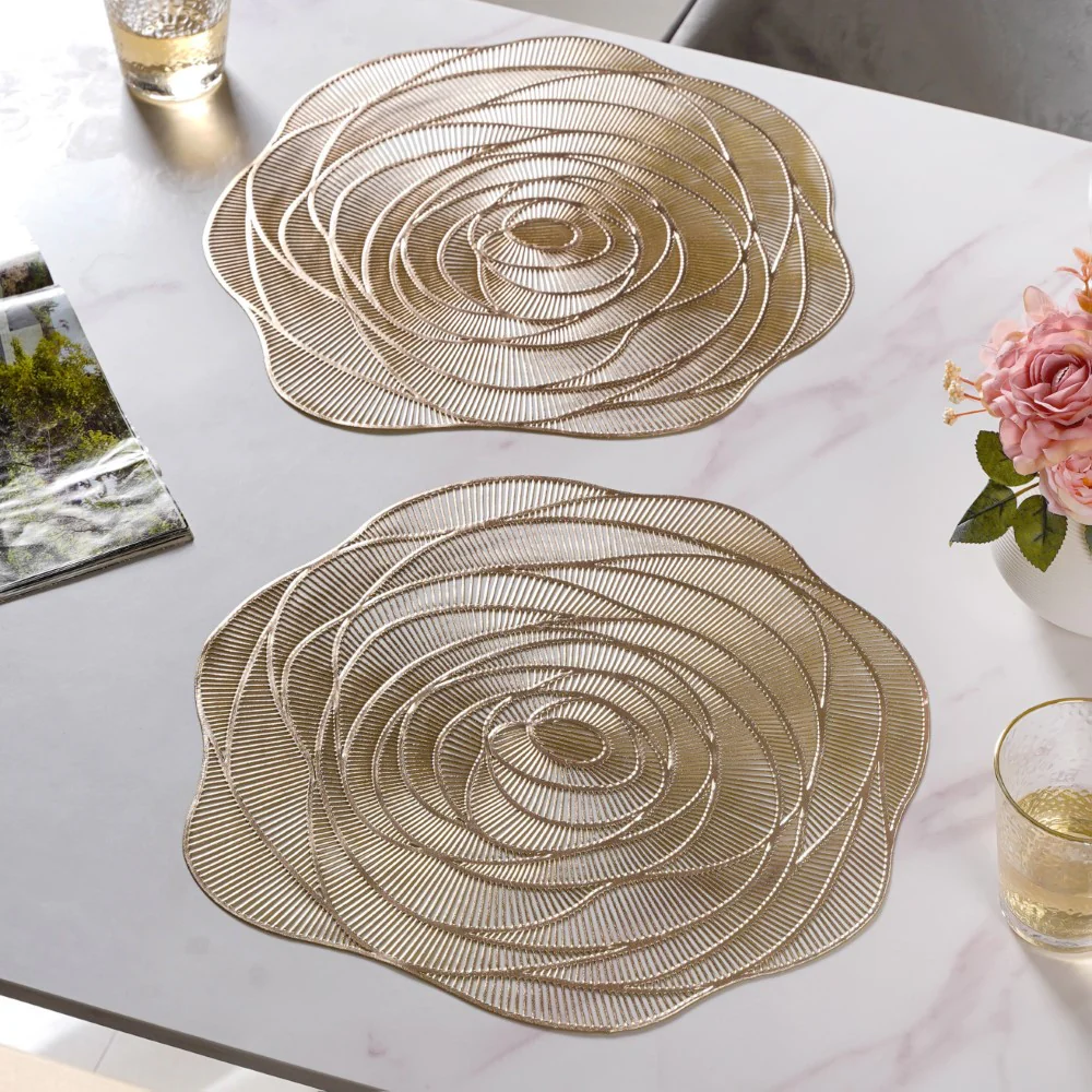 Metallic Rose Placemat Gold Set Of 6 15 Inch - Image 6