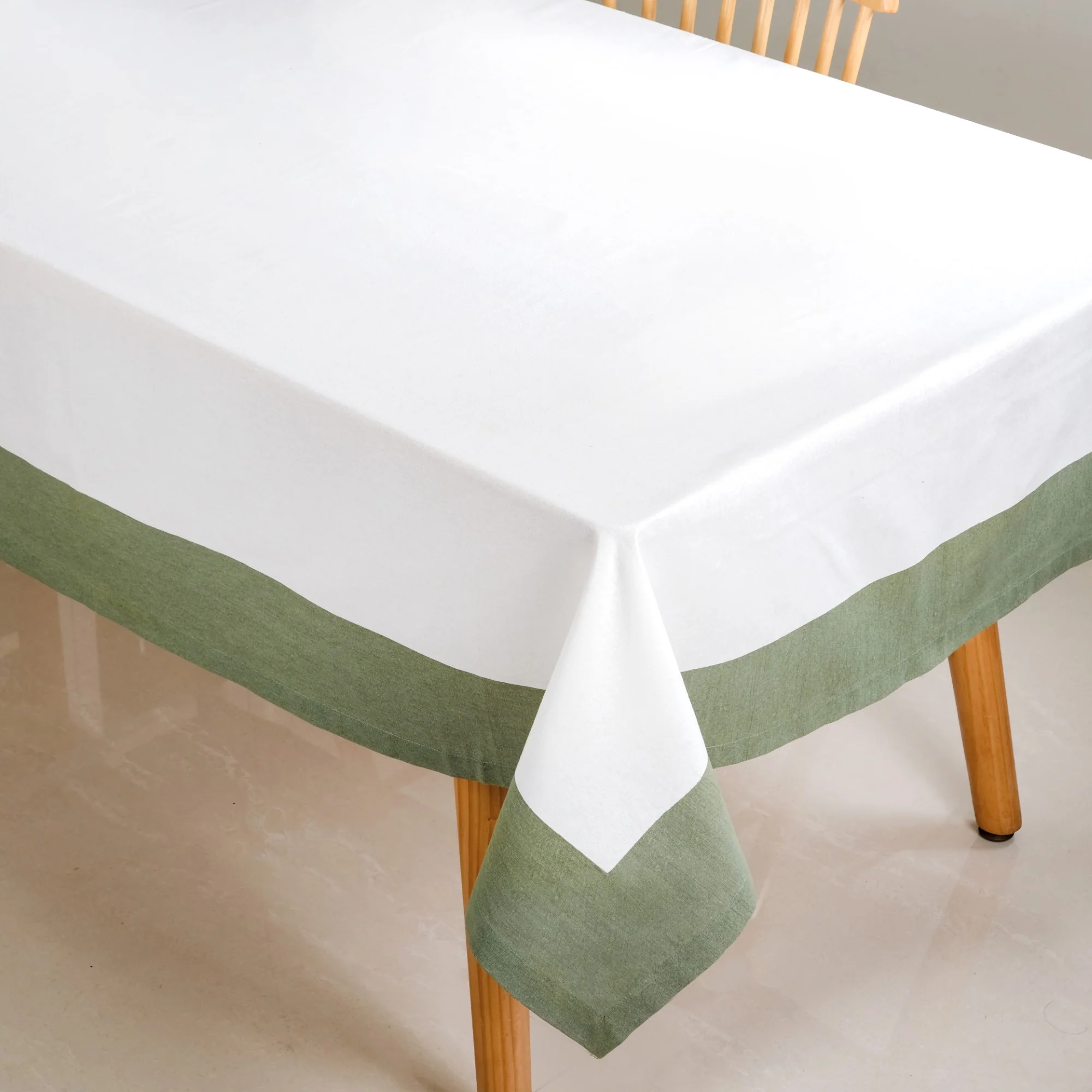 Midori Cotton Tablecloth For 6 Seater In Sage Green 200x150cm - Image 2