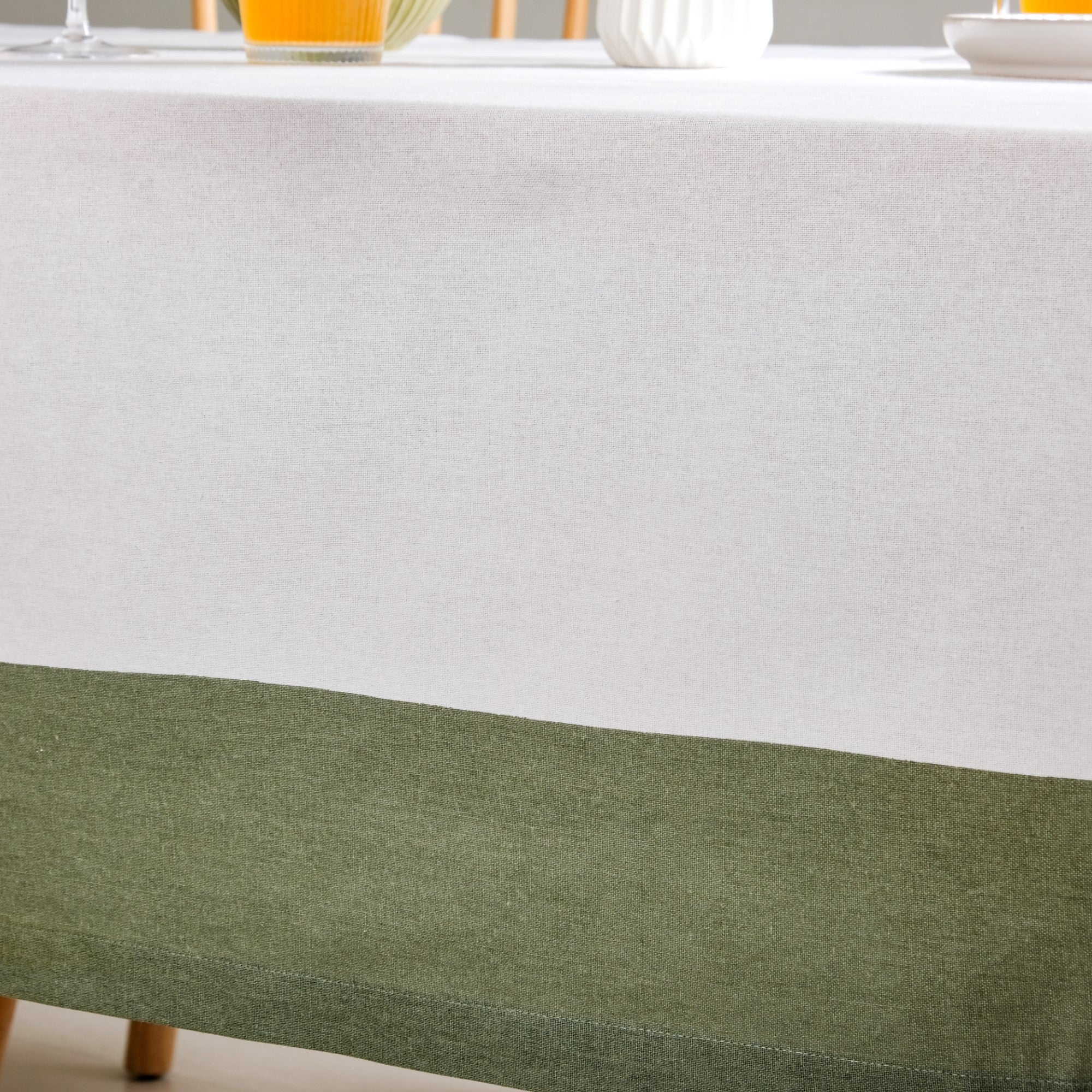 Midori Cotton Tablecloth For 6 Seater In Sage Green 200x150cm - Image 6
