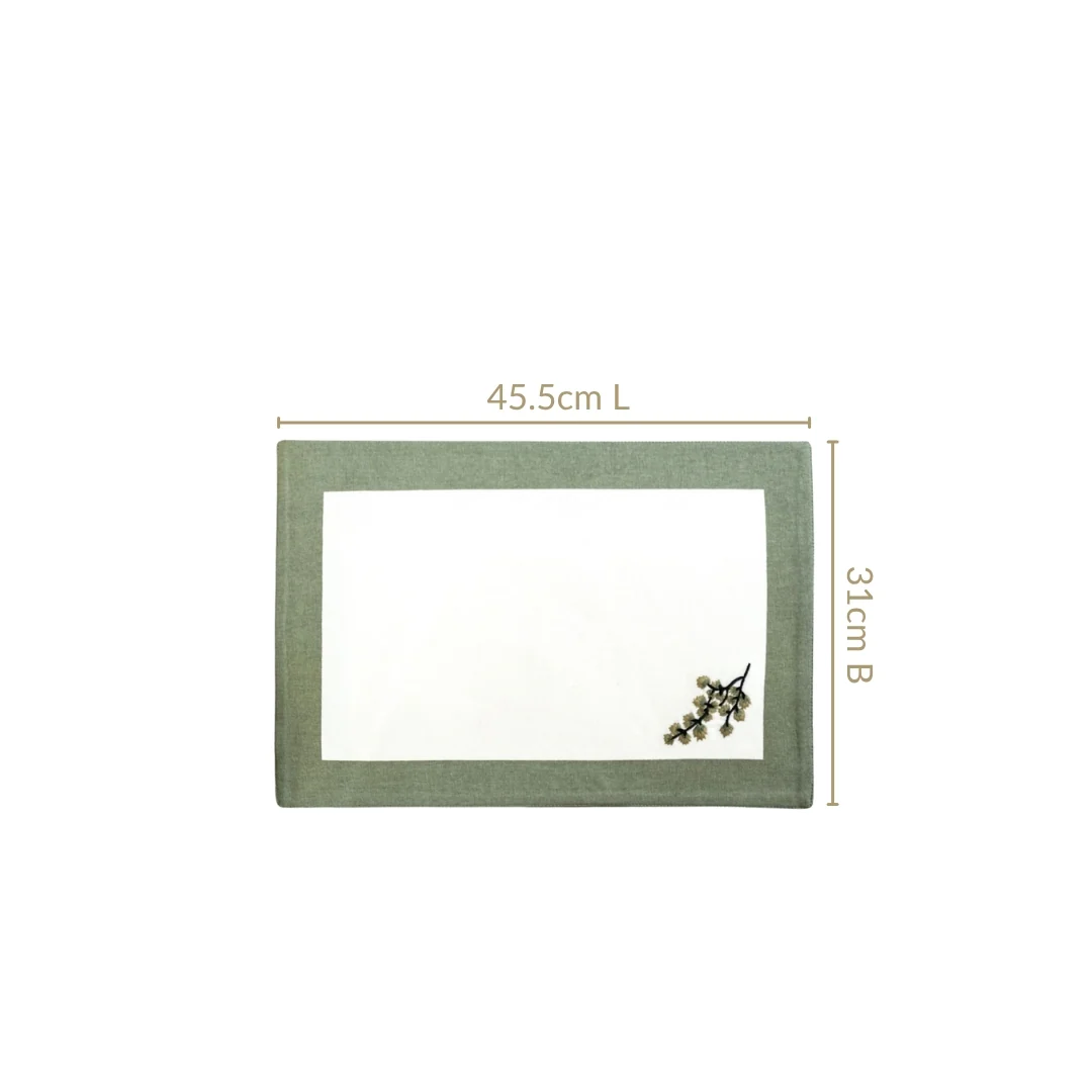 Midori Pure Cotton Table Mat Set Of 6 In Sage Green - Image 3