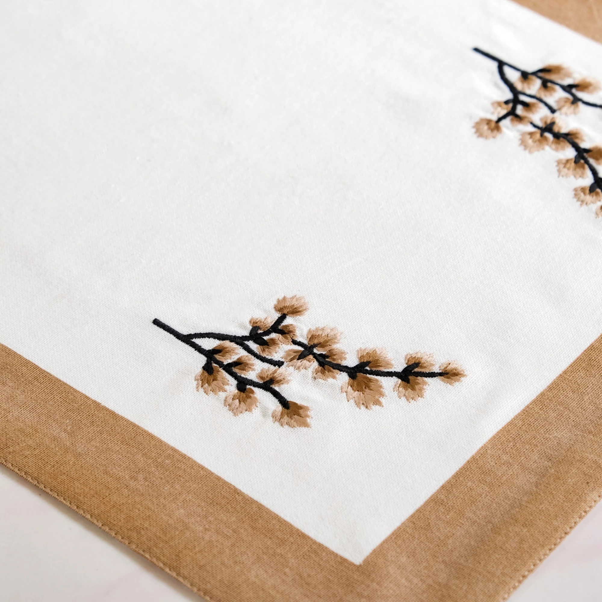 Midori Rustic Charm Cotton Table Runner In Brown 180x36cm - Image 7