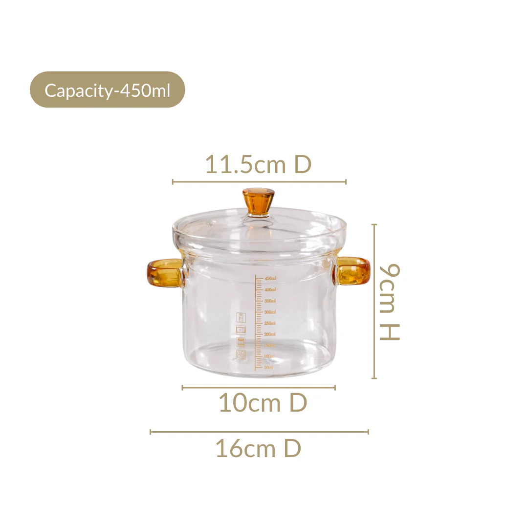 Mini Borosilicate Glass Pot With Lid 450ml - Image 4