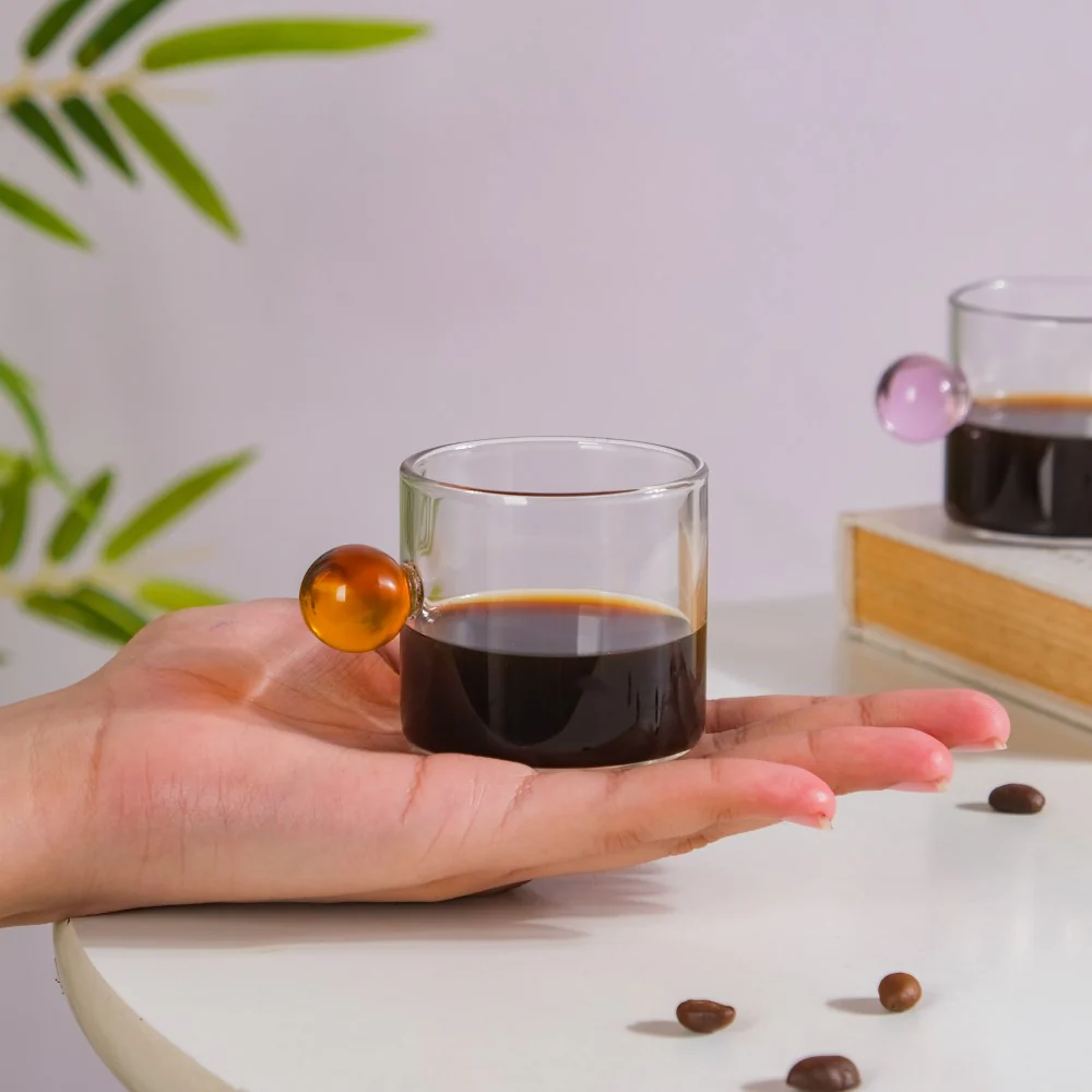Mini Espresso Shot Glass Cup Amber 70ml - Image 2