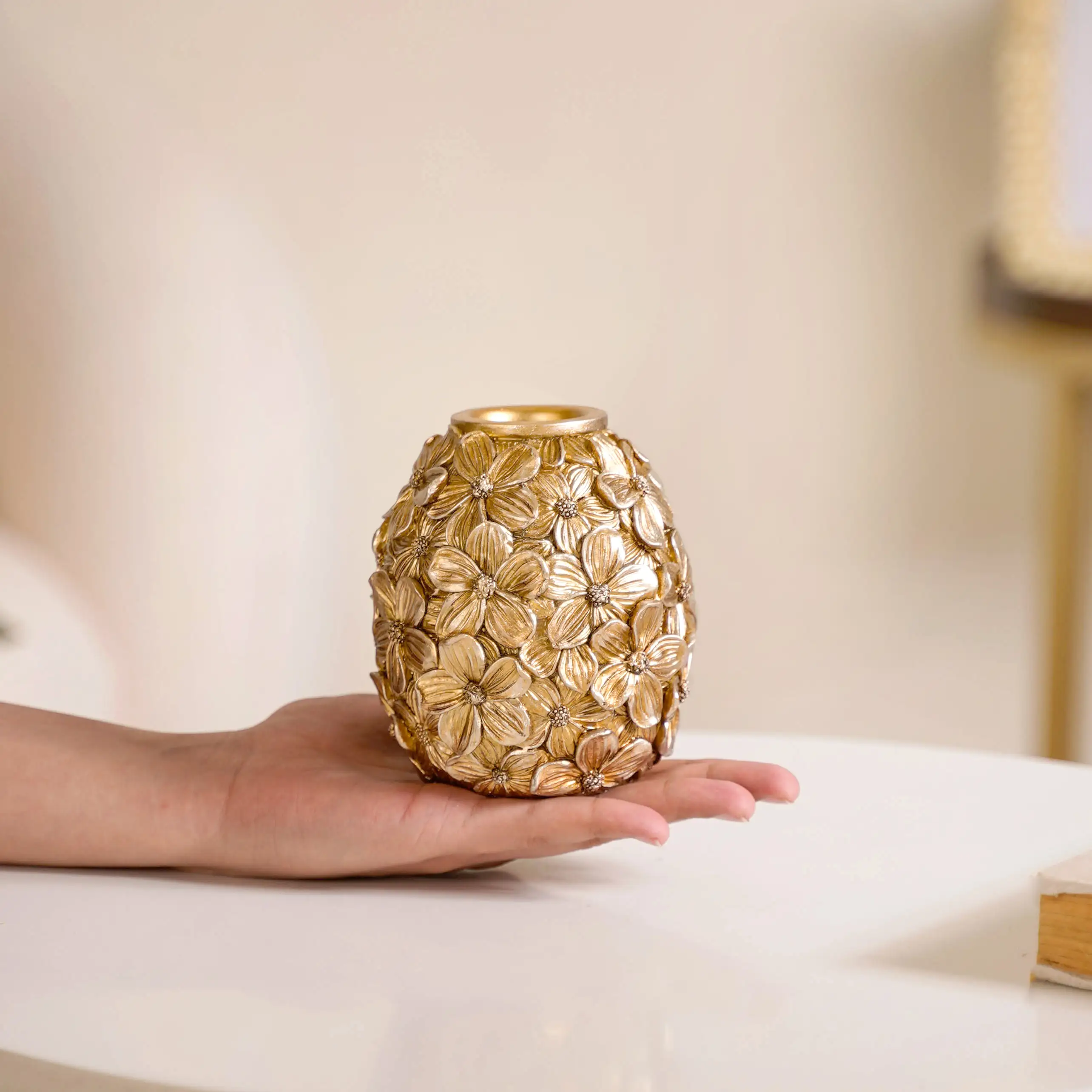 Mini Floral Vase Antique Bronze - Image 2