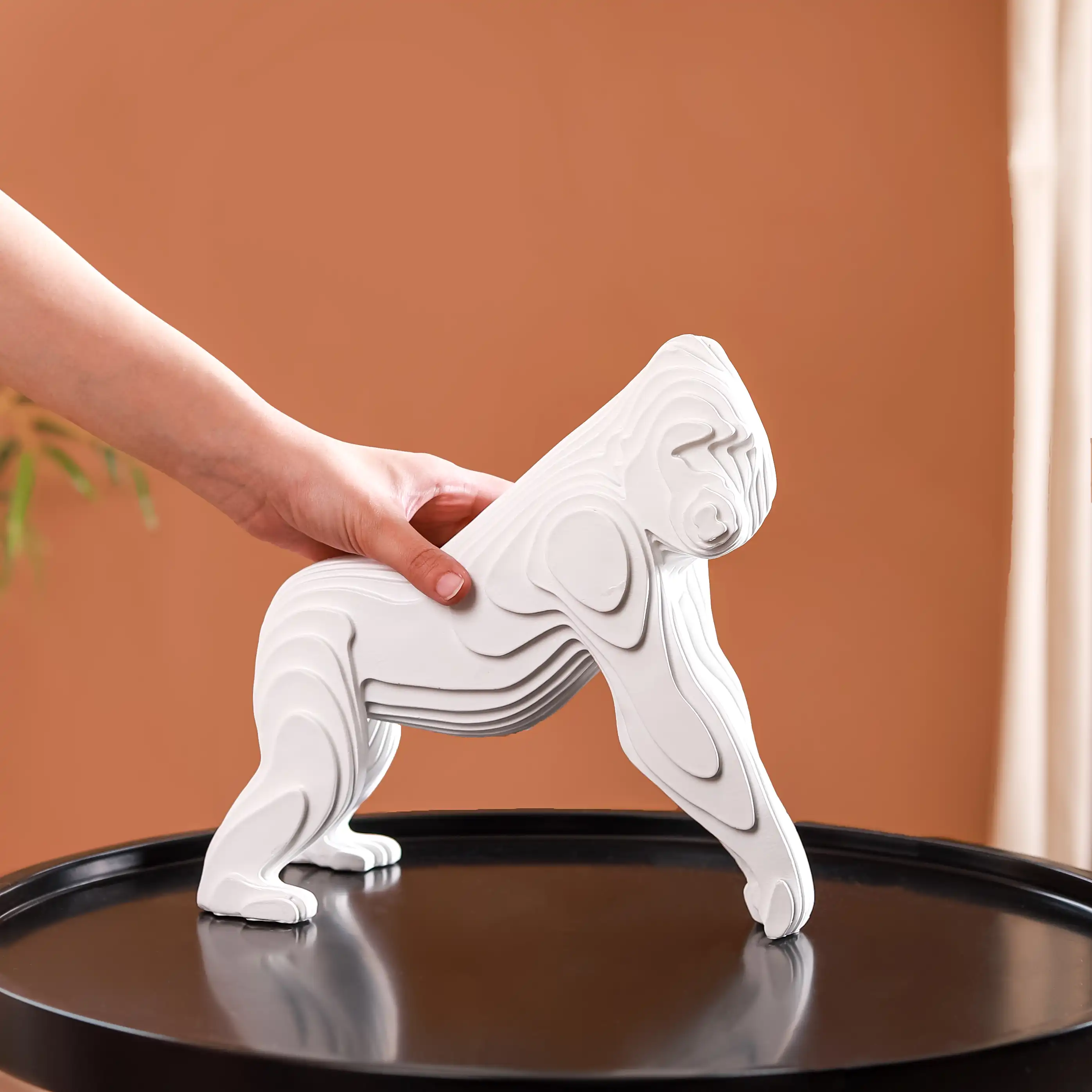 Minimalist Gorilla Sculpture White - Image 4