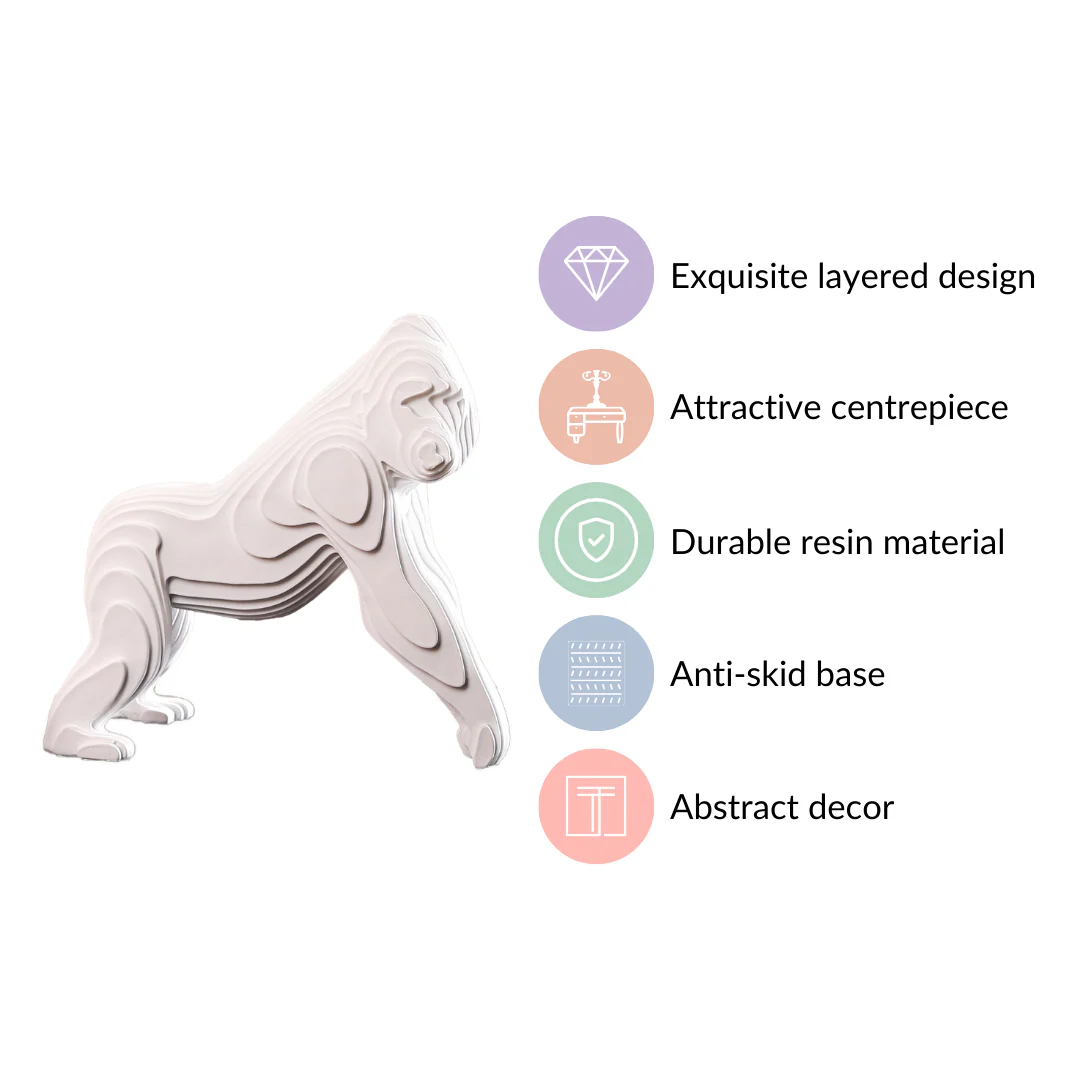 Minimalist Gorilla Sculpture White - Image 5