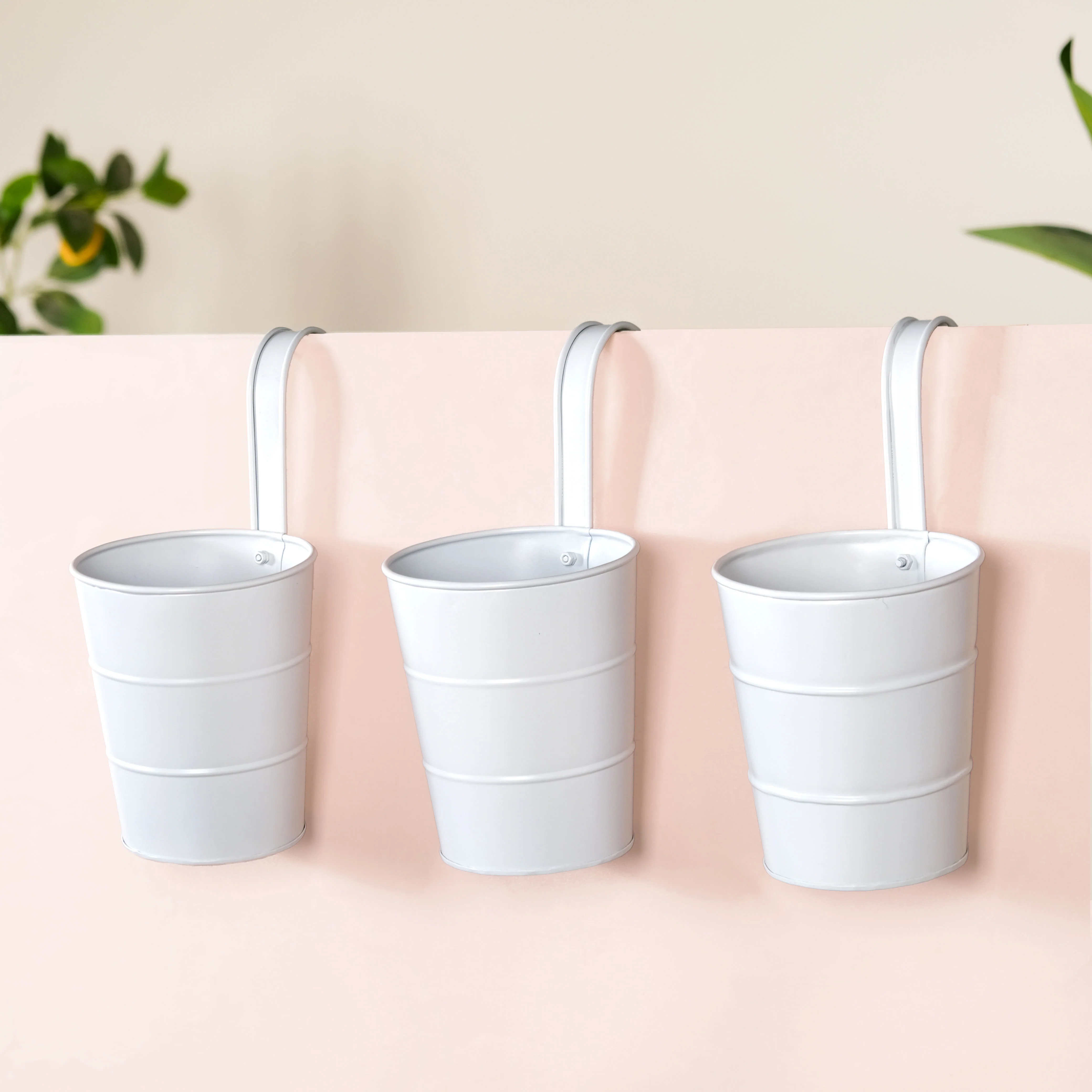 Minimalist Hanging Bucket Planter Set Of 3 Ivory - Image 10