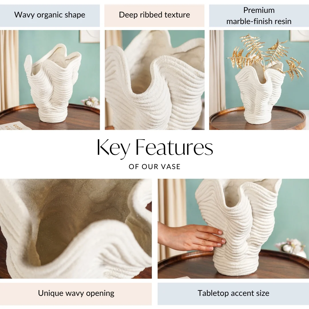 Minimalist Ocean Inspired Ribbed Table Vase - Image 5