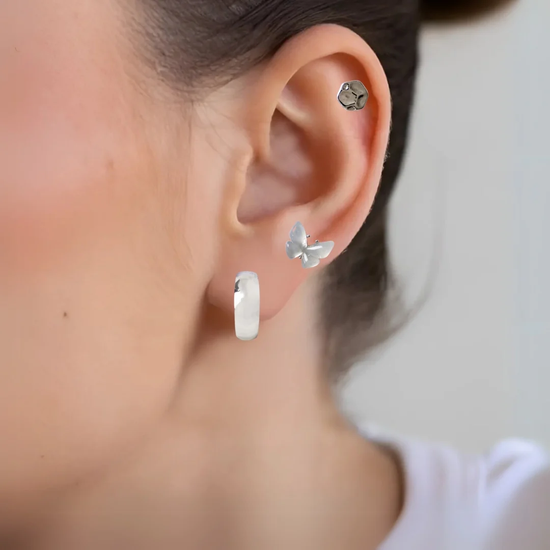Minimalist Silver Serene Studs - Image 6
