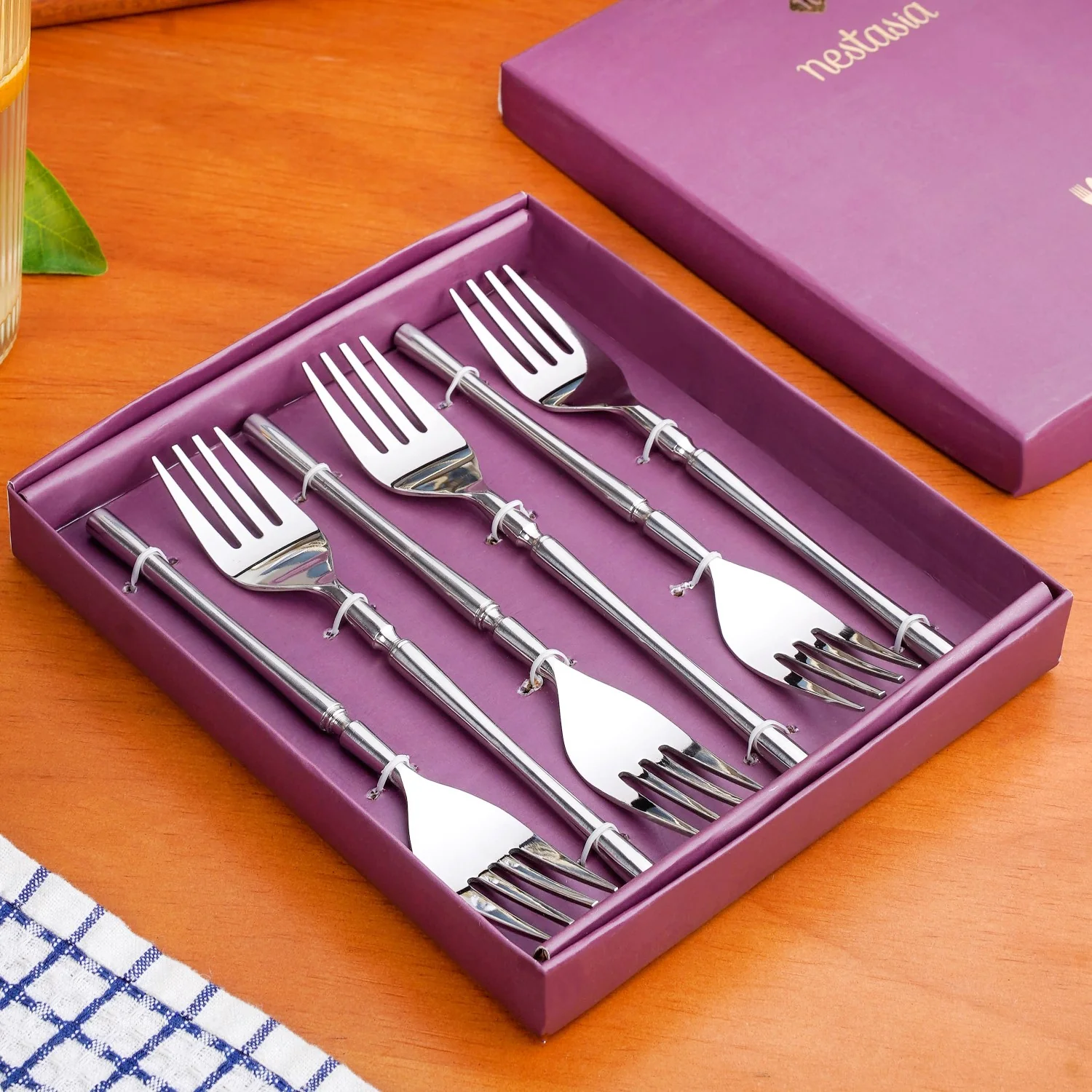 Minimalist Stainless Steel Fork Set Of 6 - Image 3