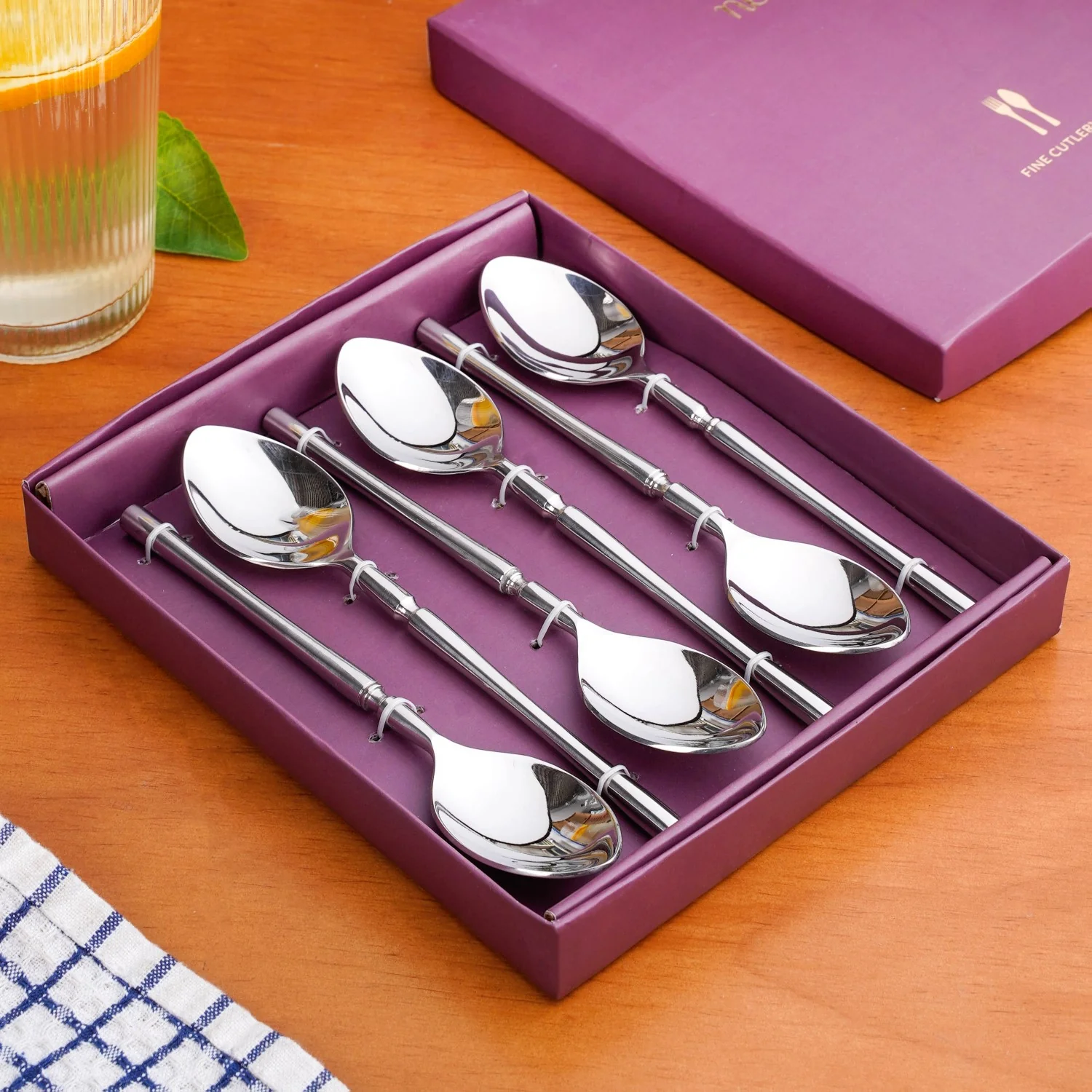 Minimalist Stainless Steel Spoon Set Of 6 - Image 2