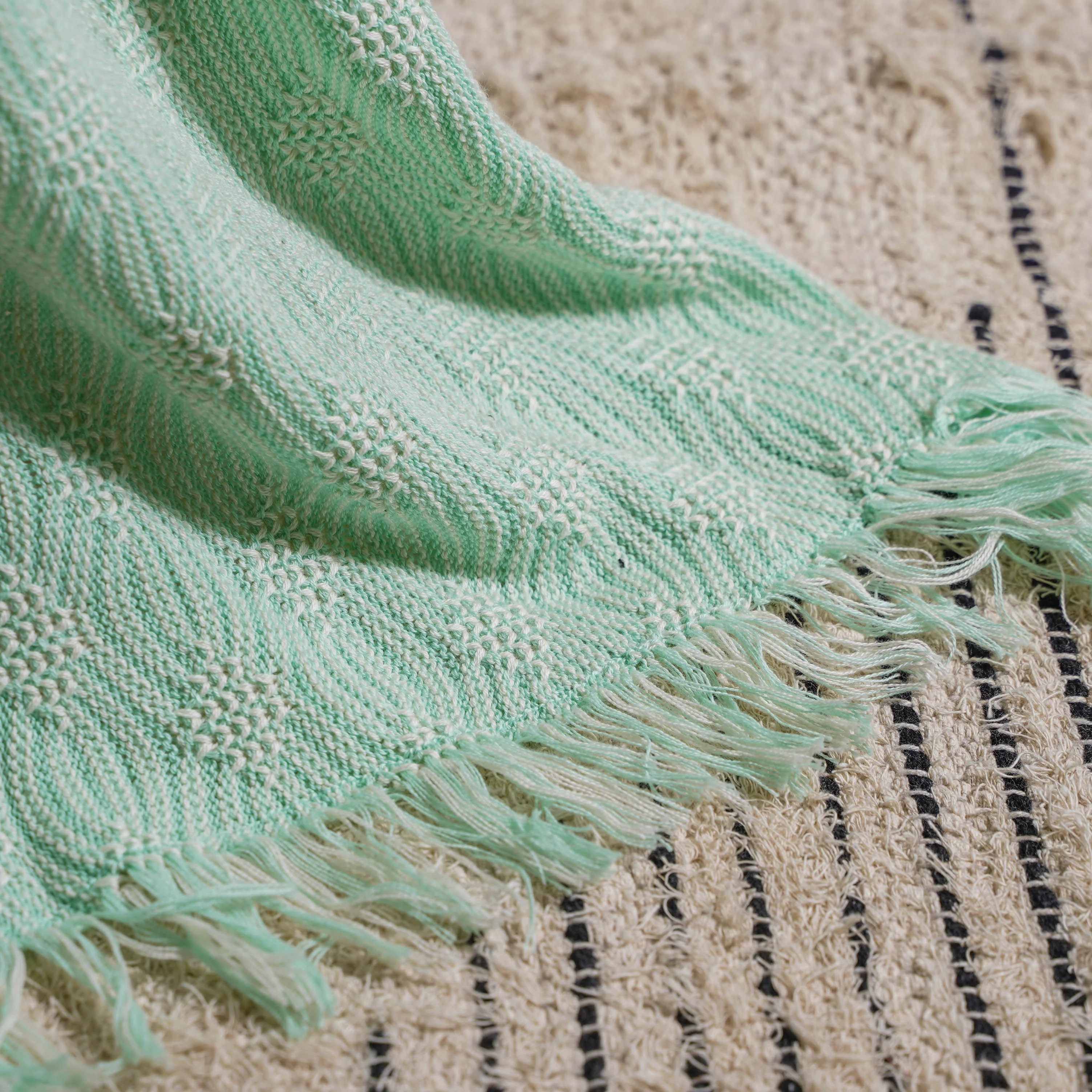 Mint And White Textured Throw - Image 2