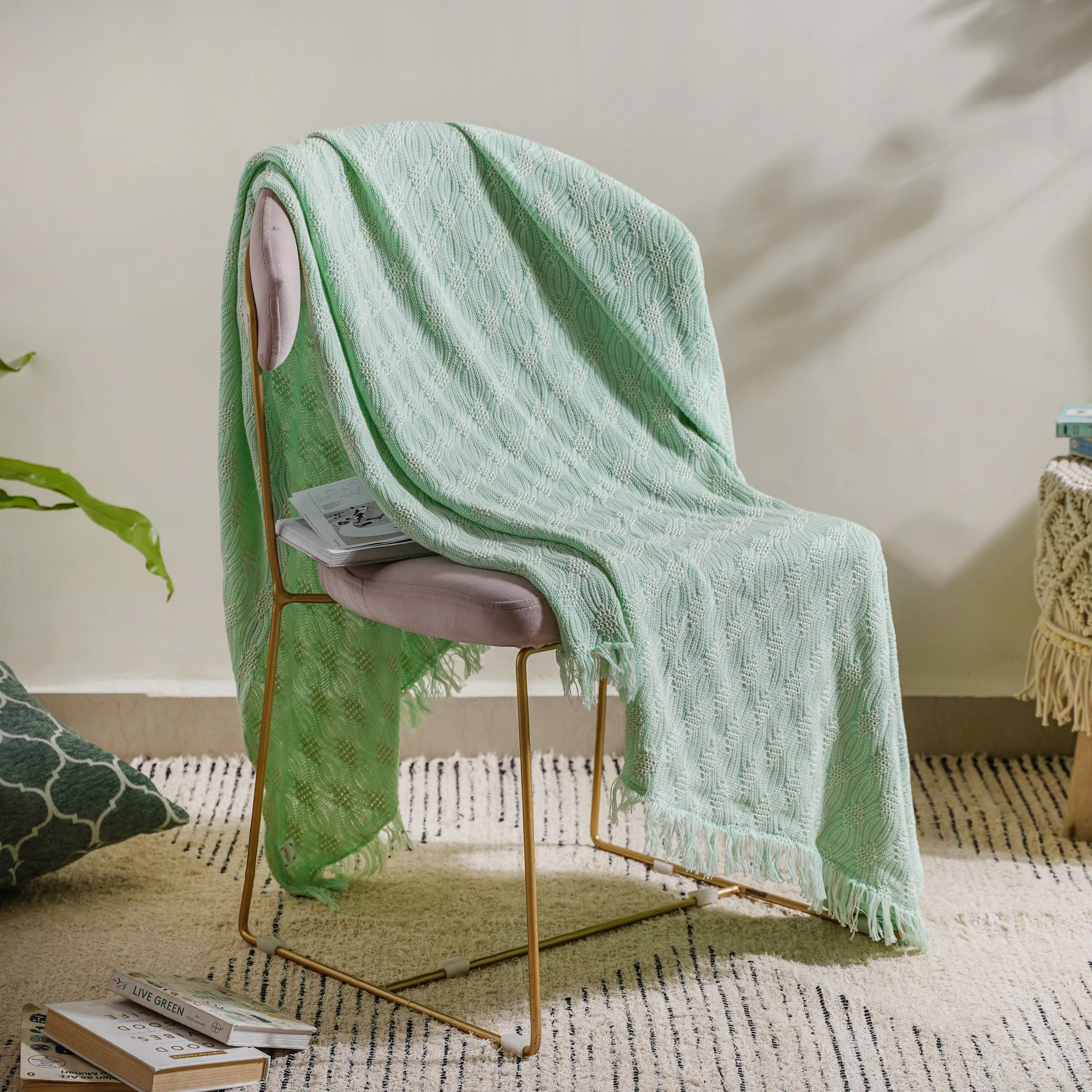 Mint And White Textured Throw - Image 7
