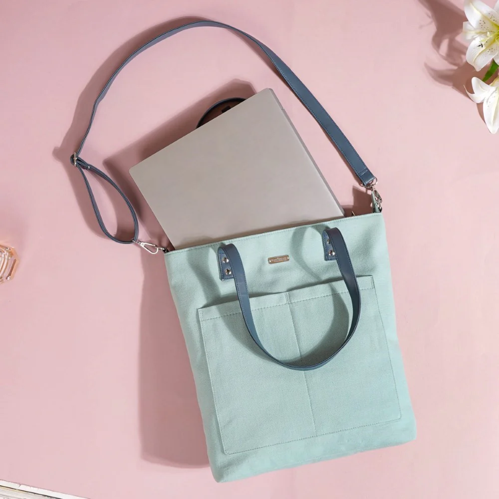 Mint Canvas Tote Bag - Image 4