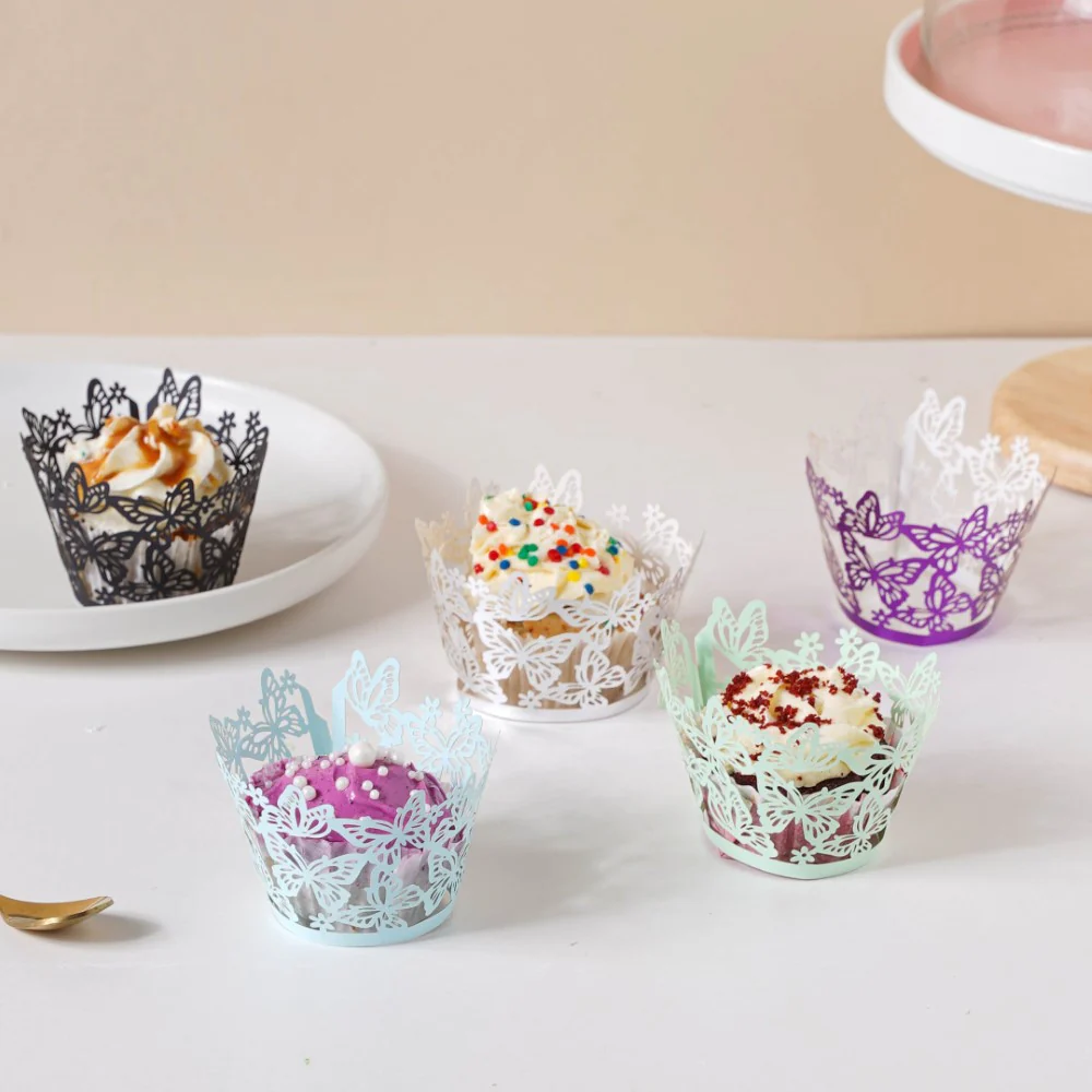 Mint Green Butterfly Lace Cupcake Wrapper Set of 20 - Image 9