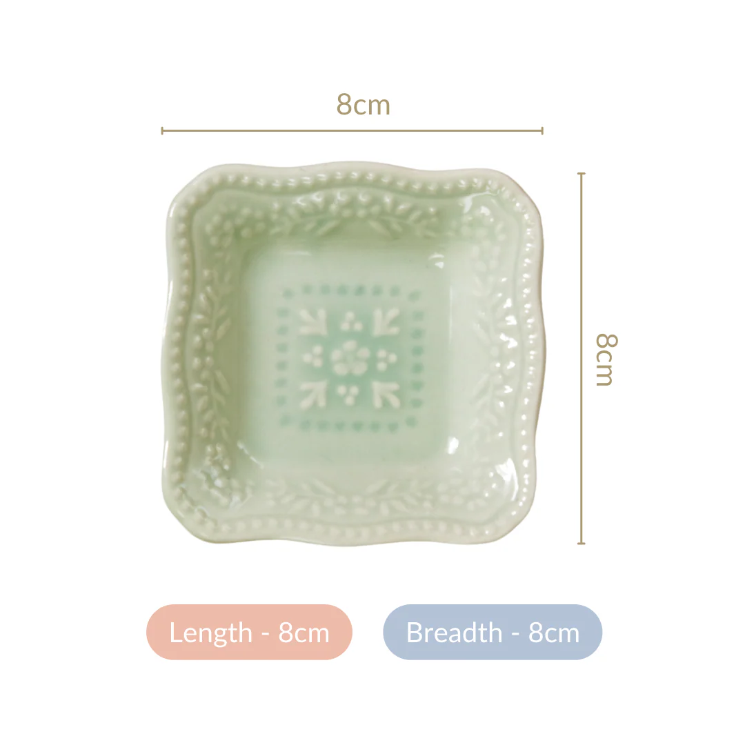 Mint Green Mini Square Dessert Dish Set Of 6 3" x 3" - Image 5