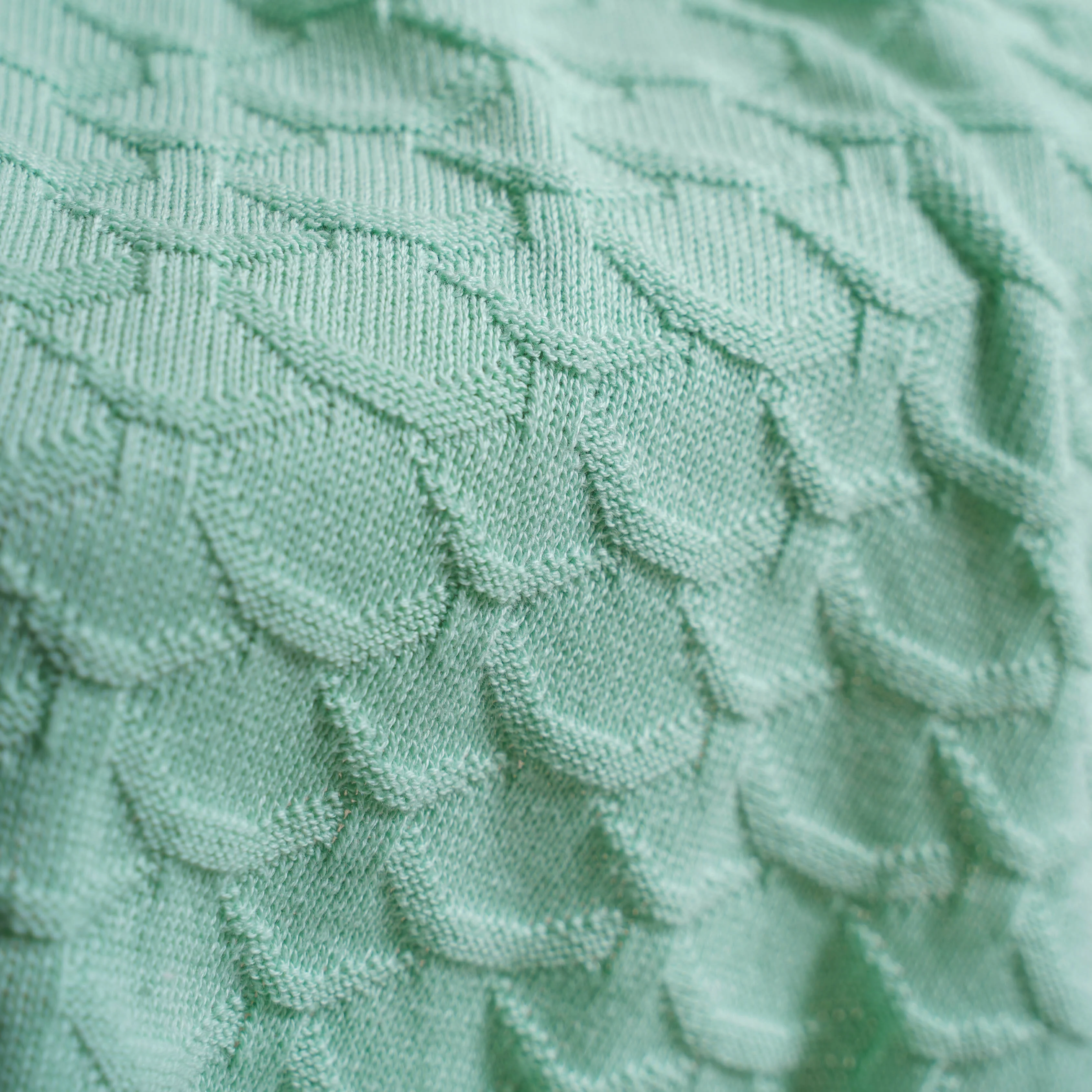 Mint Scallop Knitted Throw - Image 4