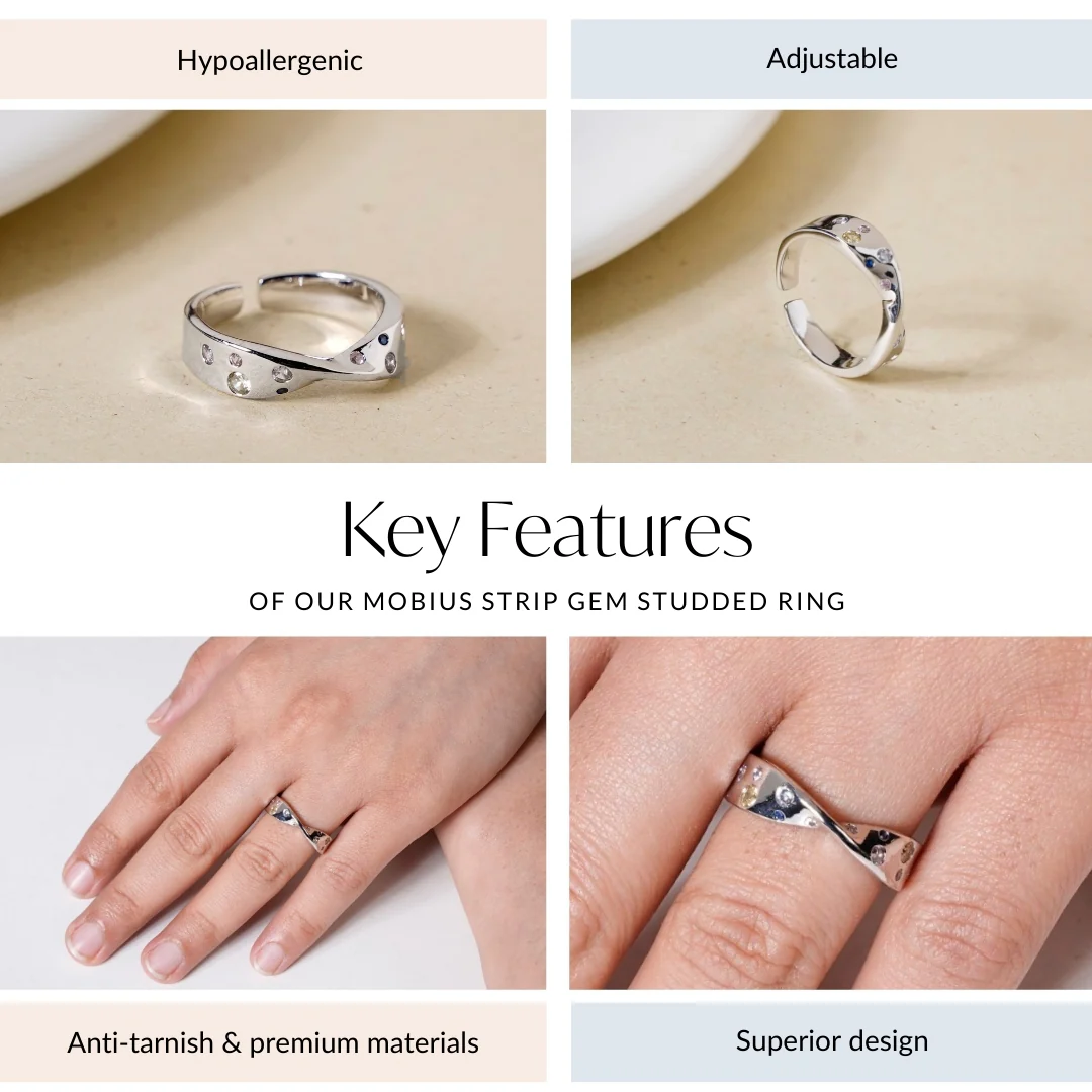 Mobius Strip Gem Studded Ring - Image 4