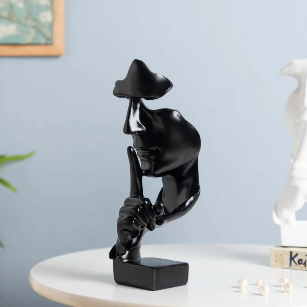 Modern Art Resin Decor Object Black 10.5 Inch - Image 5