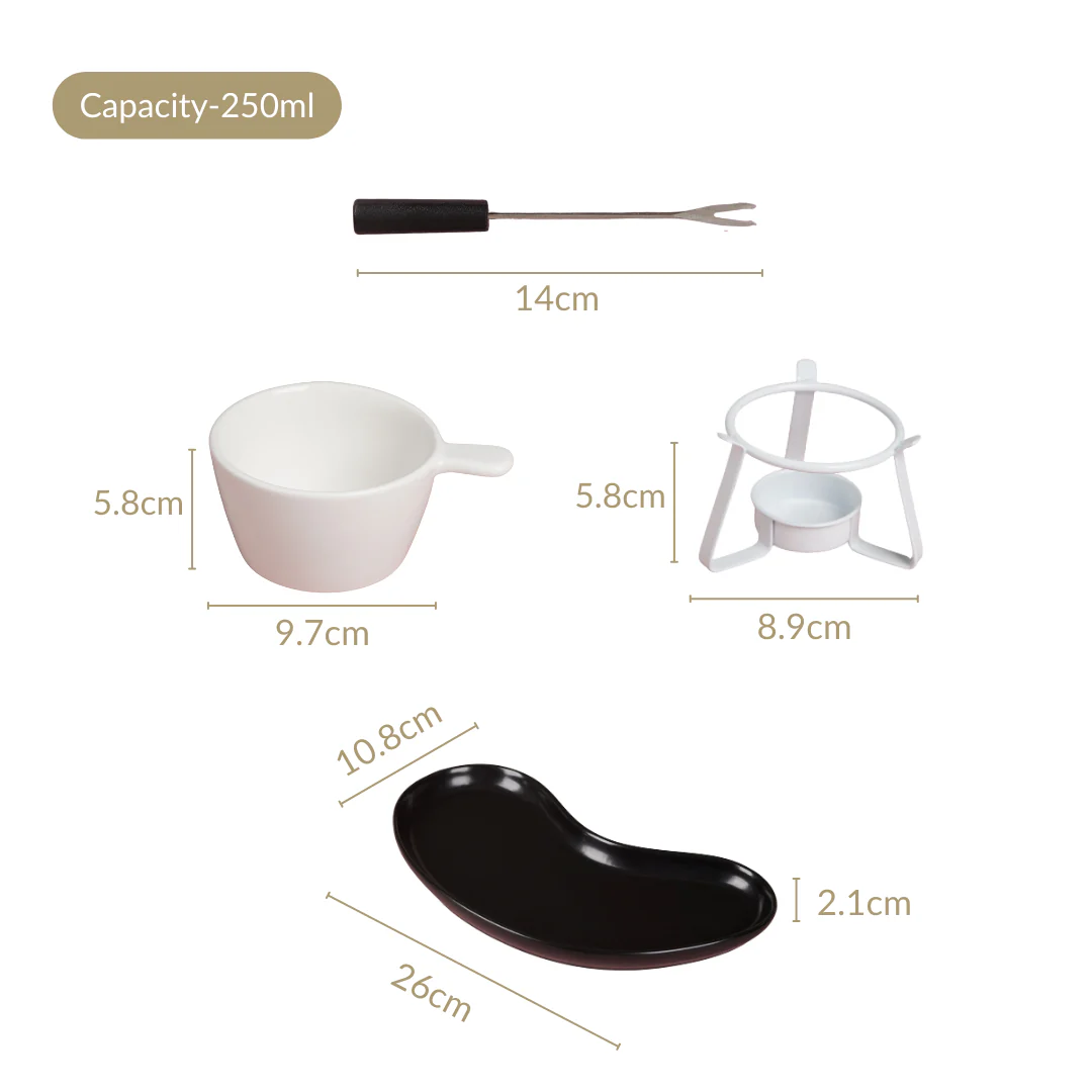 Modern Cheese Fondue Set With Dip Skewers And Plate - Image 4