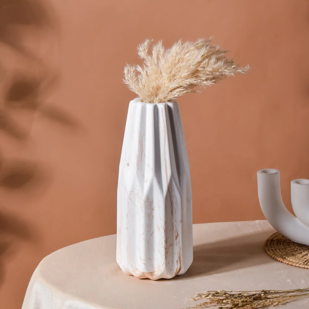 Modern Marble Pattern Ceramic Vase For Home White - Image 3