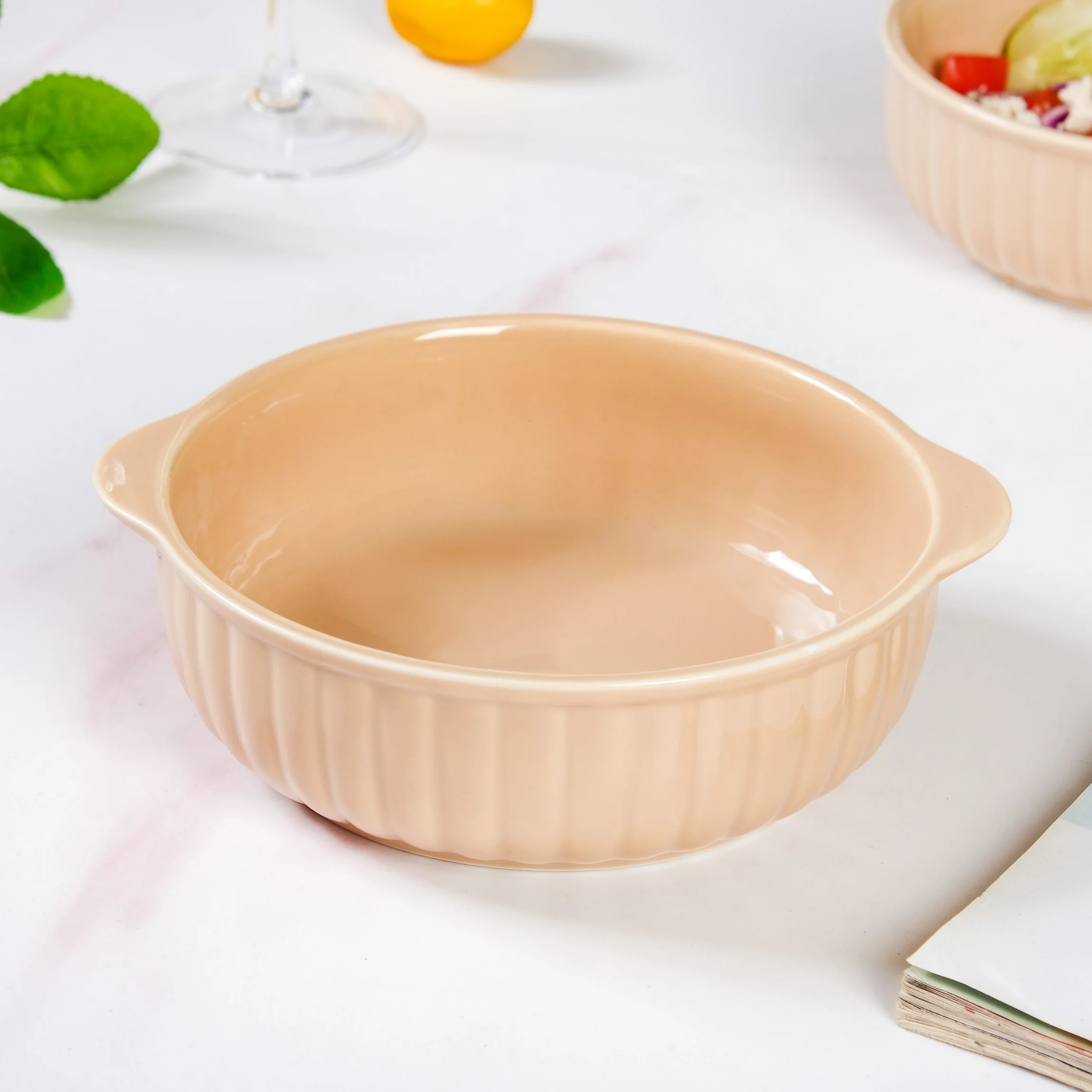 Modern Ribbed Casserole Dishes For Serving Set Of 2 800ml - Image 3