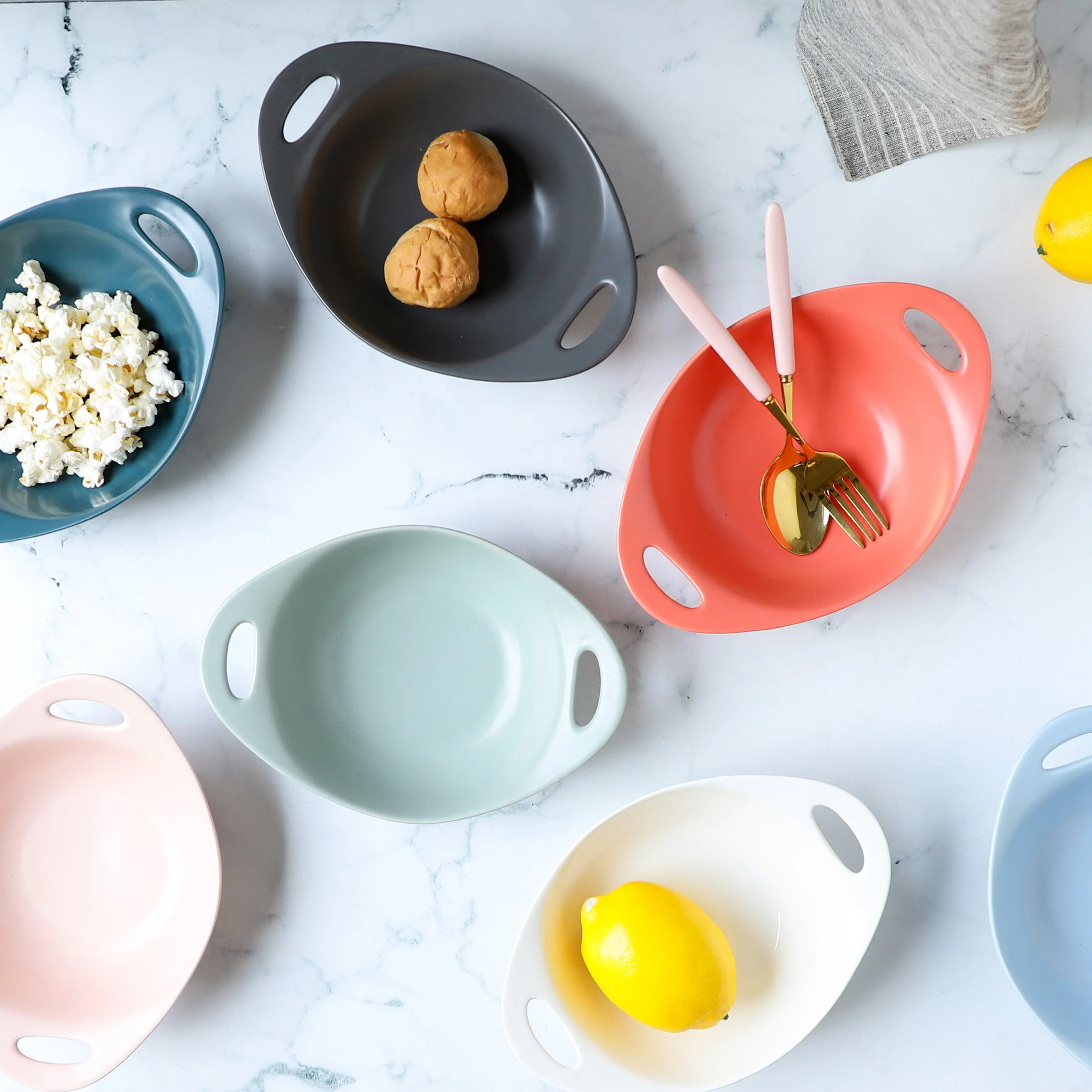 Modern Serving Bowl With Handle Green Small - Image 3