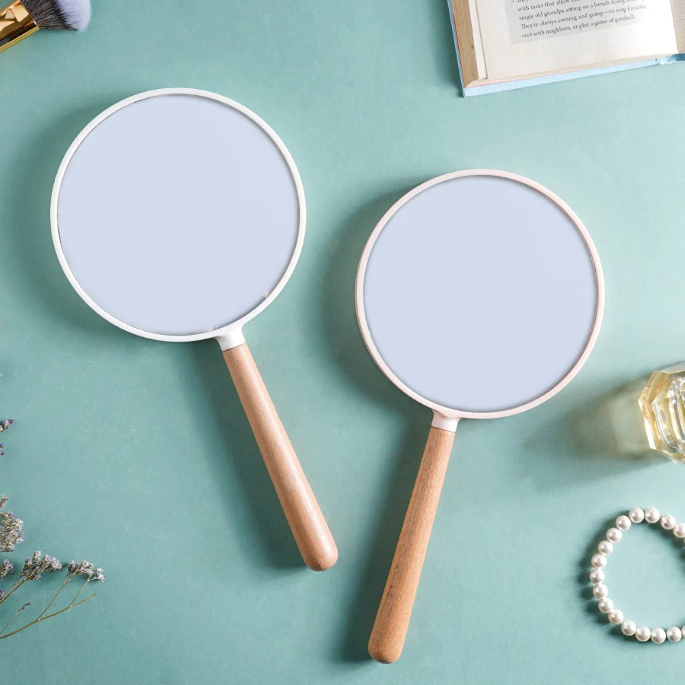 Modern Two Sided Handheld Mirror Baby Pink - Image 12