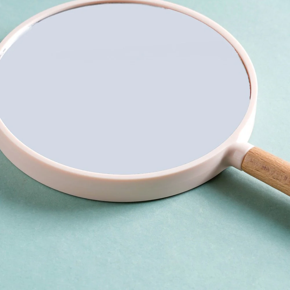 Modern Two Sided Handheld Mirror Baby Pink - Image 8