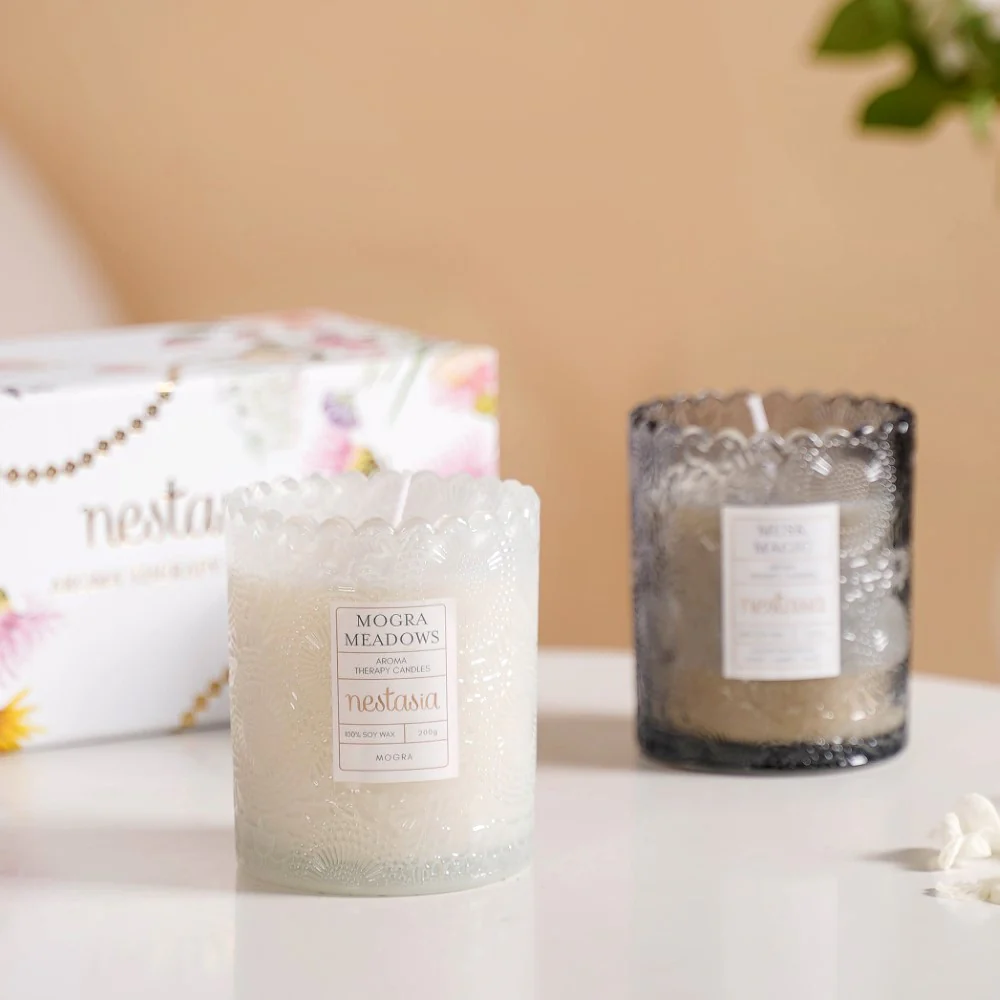 Mogra & Musk Melody Scented Candle Jars Set Of 2 - Image 3