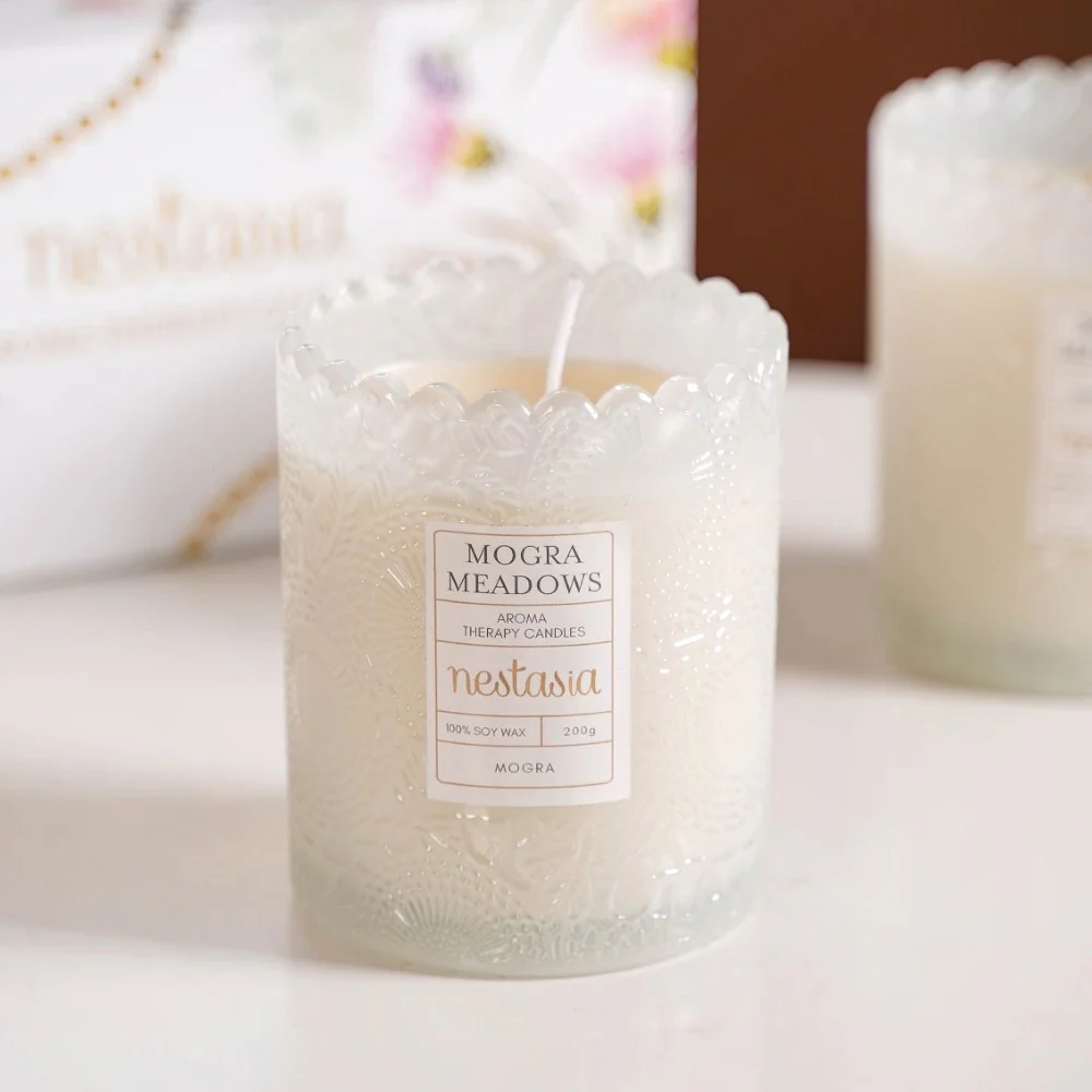Mogra & Musk Melody Scented Candle Jars Set Of 2 - Image 4