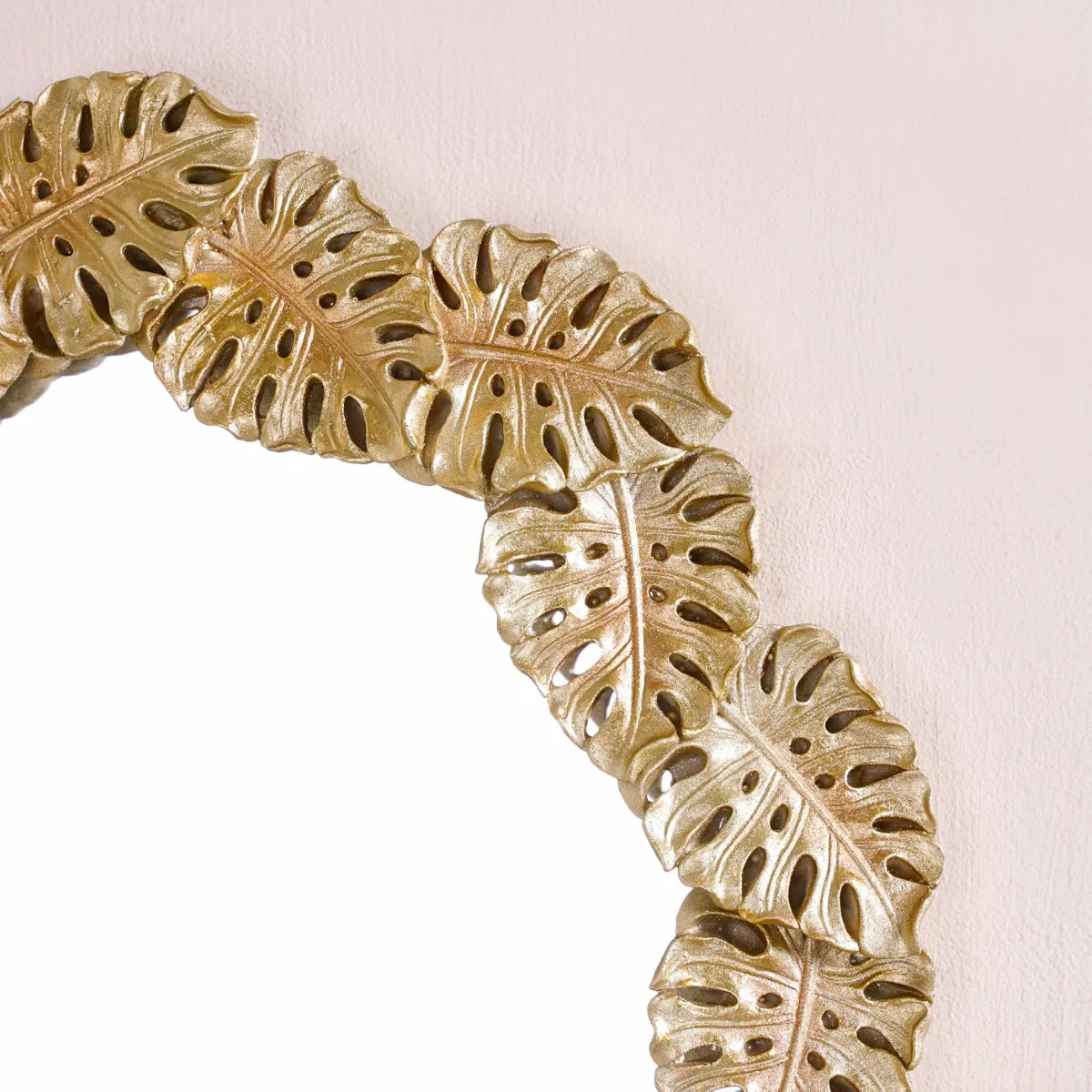Monstera Leaf Ornate Wall Mirror Gold - Image 3